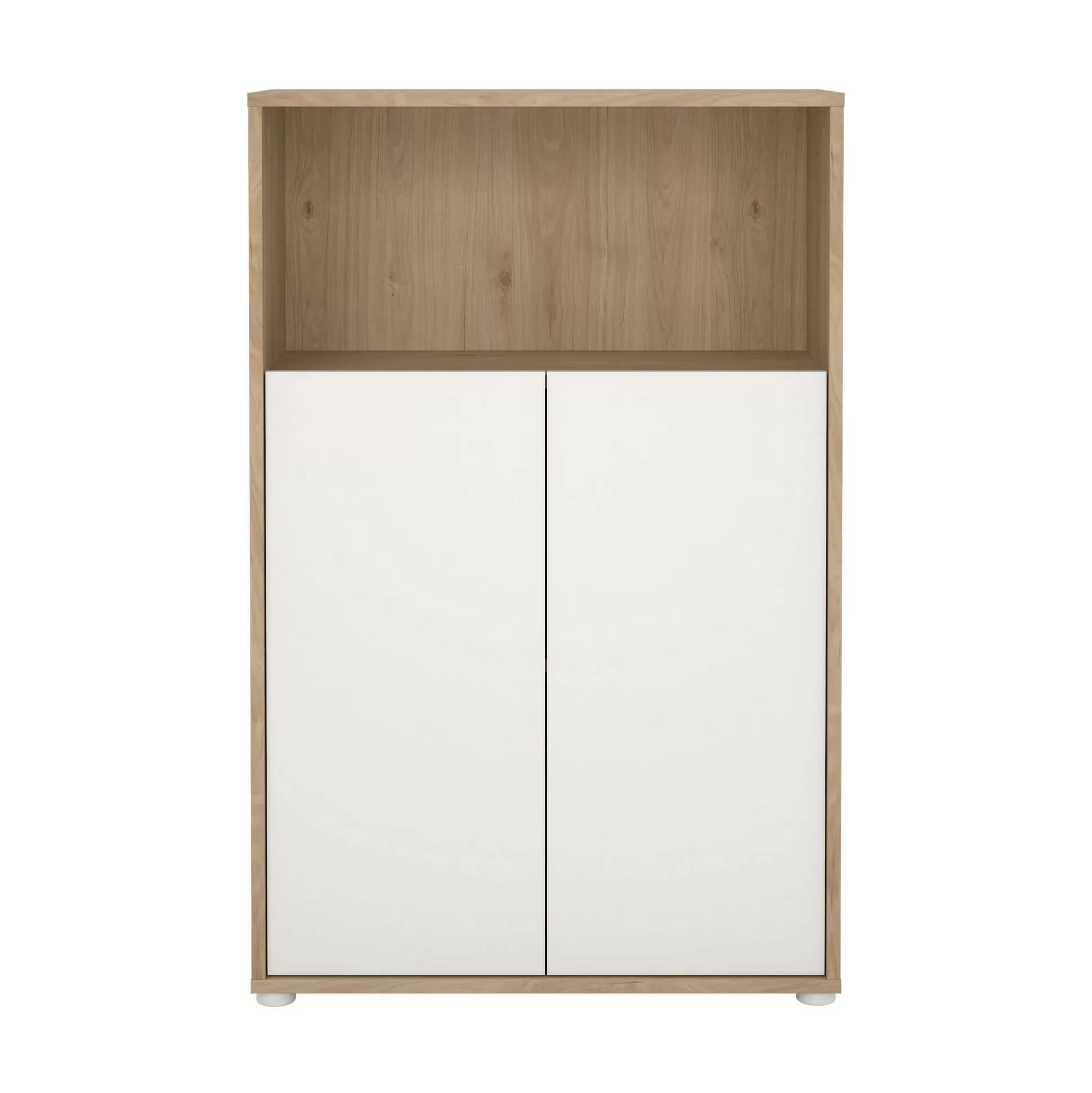 Dmora Librerie<Libreria Perrine, Scaffale da ufficio, Mobile portalibri, Biblioteca, 34x80 h124 cm, Rovere e Bianco