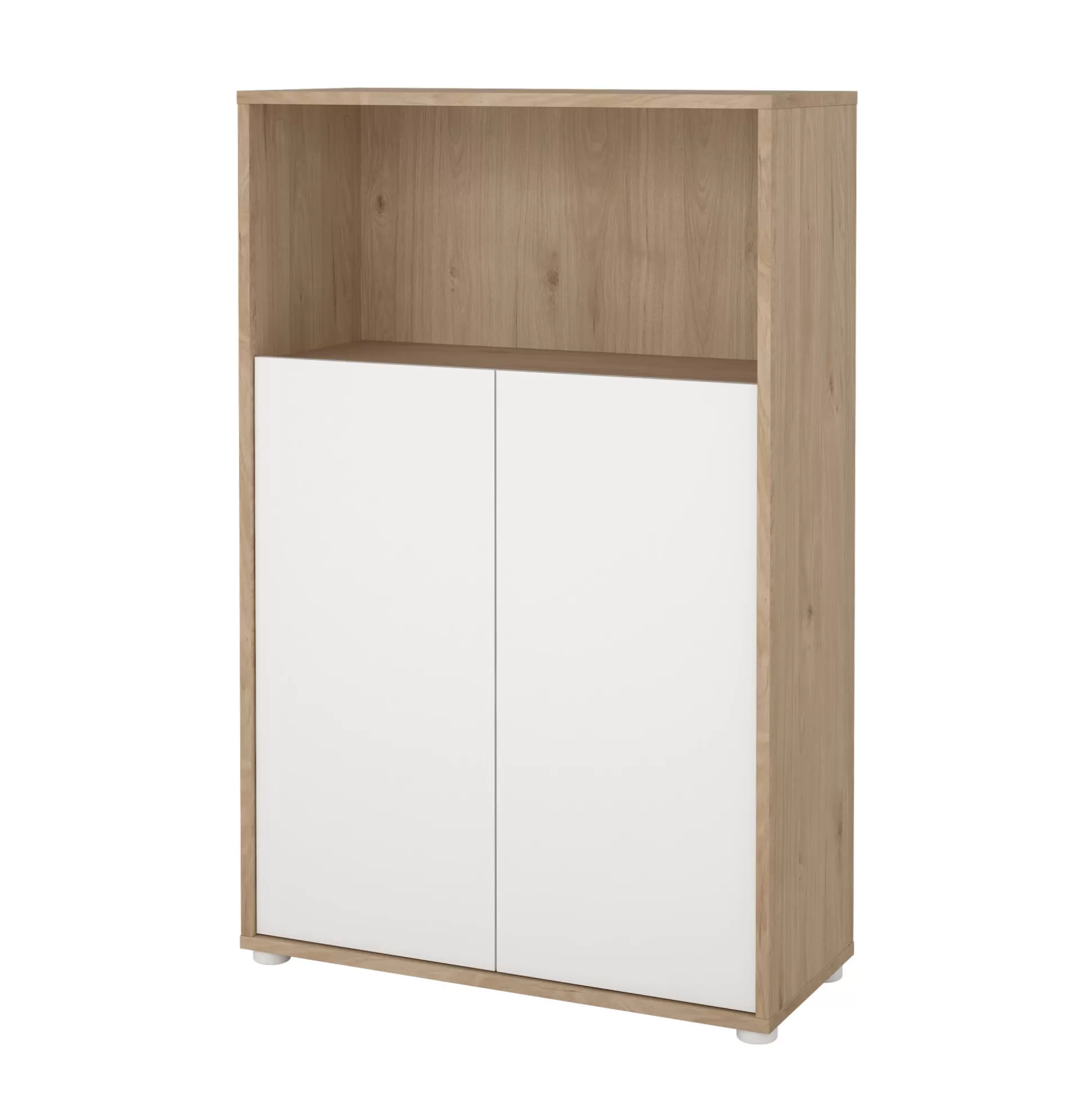 Dmora Librerie<Libreria Perrine, Scaffale da ufficio, Mobile portalibri, Biblioteca, 34x80 h124 cm, Rovere e Bianco