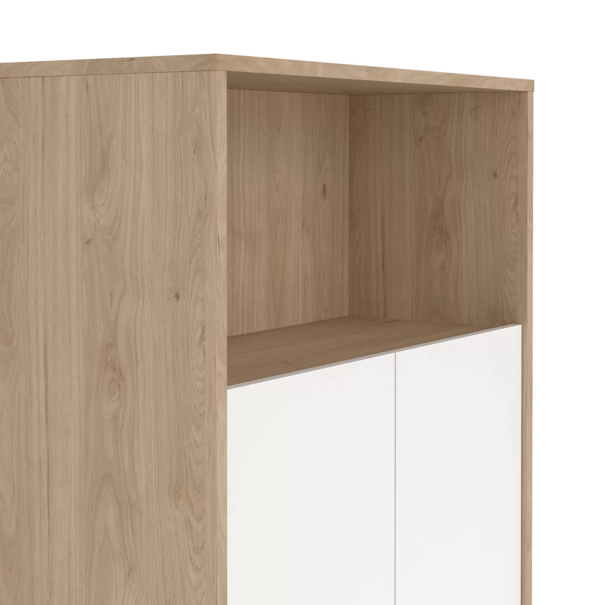 Dmora Librerie<Libreria Perrine, Scaffale da ufficio, Mobile portalibri, Biblioteca, 34x80 h124 cm, Rovere e Bianco