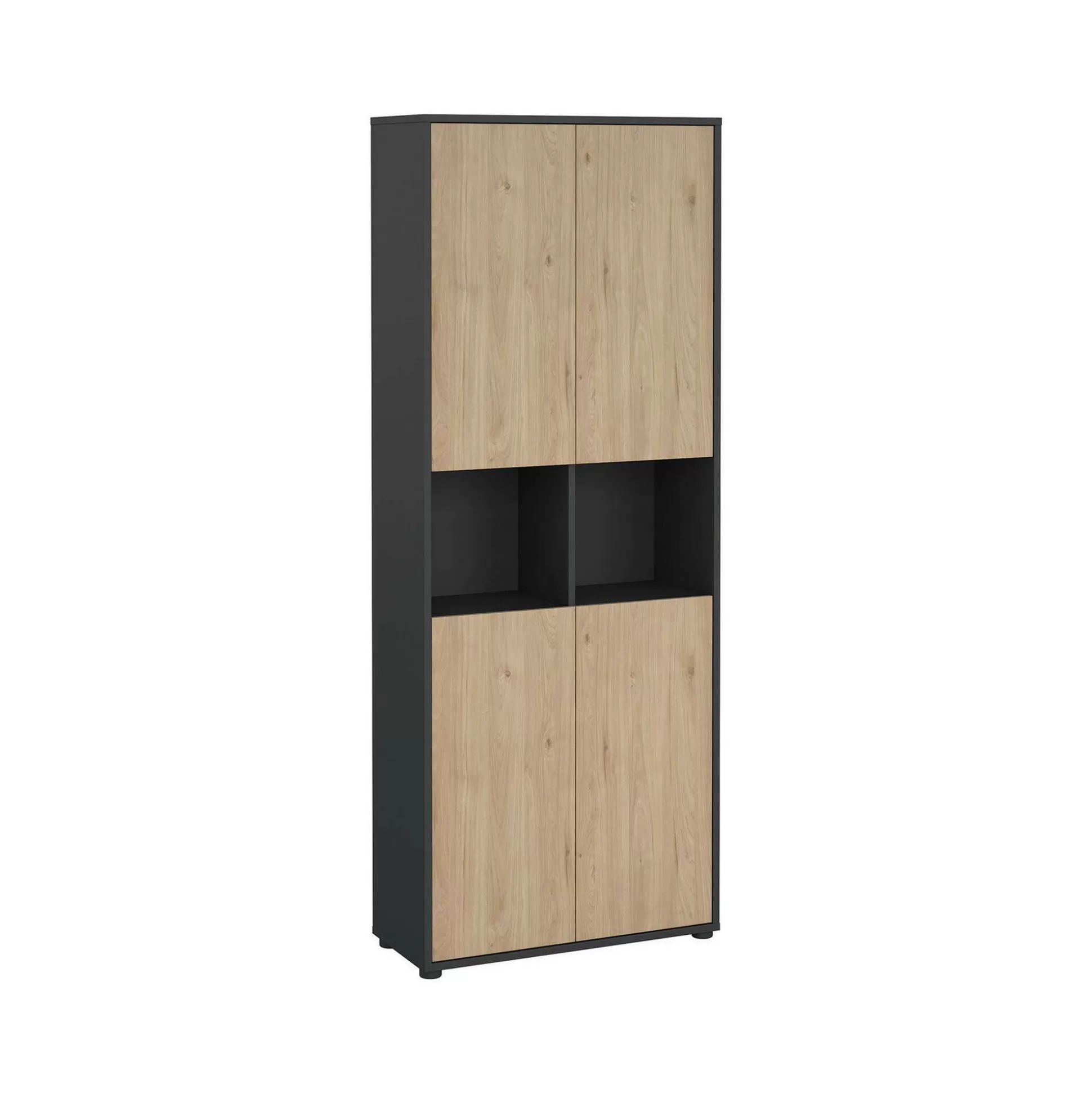 Dmora Librerie<Libreria Pierre, 34x80 h205 cm, Rovere e Grigio