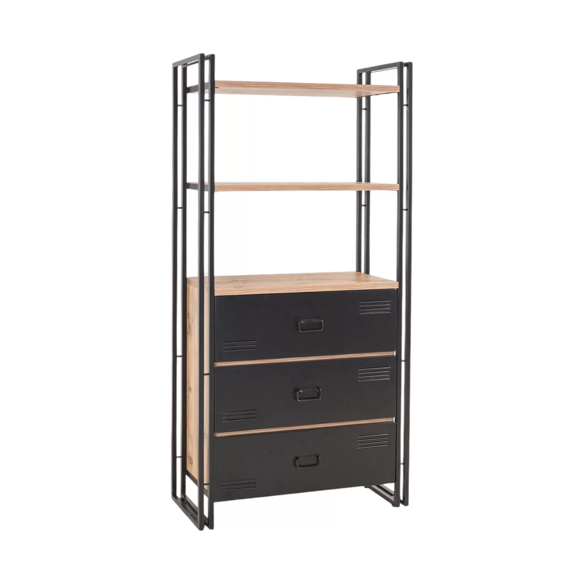 Dmora Librerie<Libreria Podul, 90x35 h180 cm, Quercia e Nero