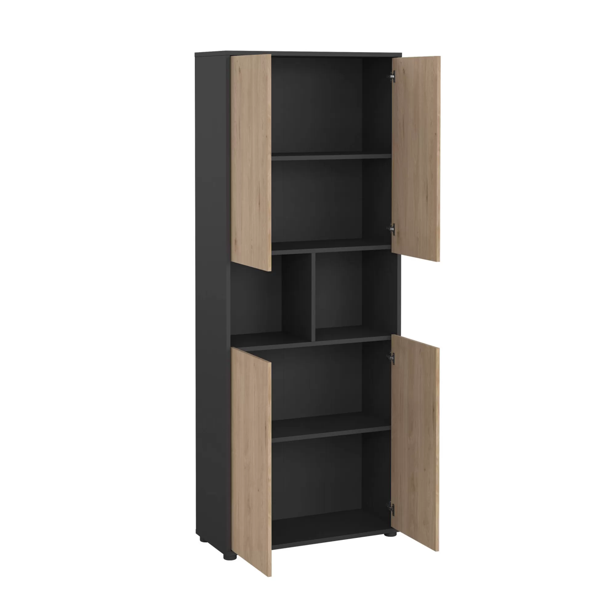 Dmora Librerie<Libreria Roseline, Scaffale da ufficio, Mobile portalibri, Biblioteca, 34x80 h205 cm, Rovere e Grigio