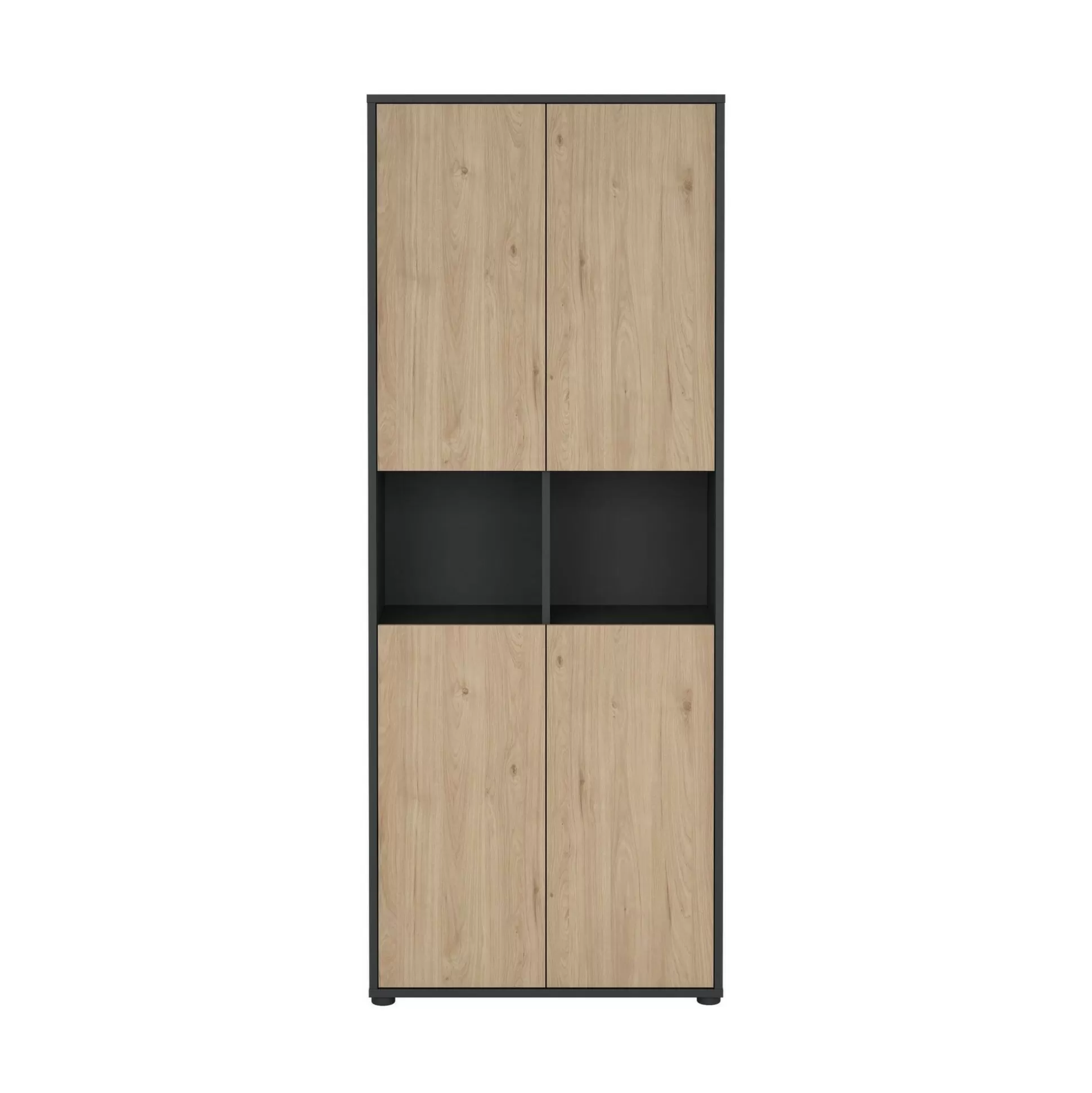 Dmora Librerie<Libreria Roseline, Scaffale da ufficio, Mobile portalibri, Biblioteca, 34x80 h205 cm, Rovere e Grigio