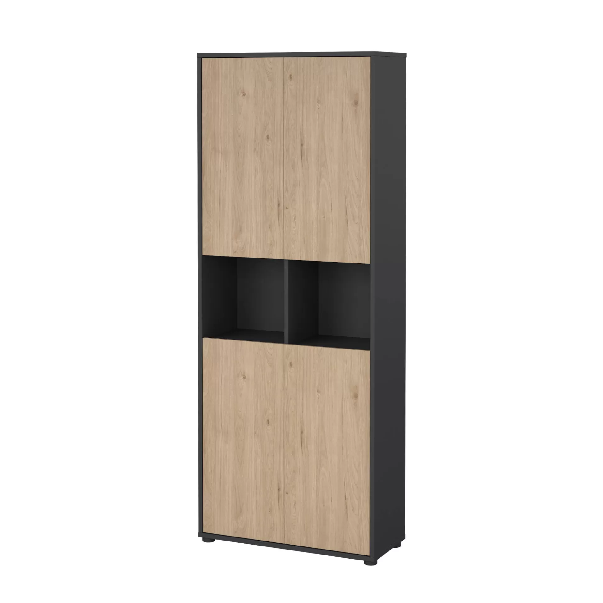Dmora Librerie<Libreria Roseline, Scaffale da ufficio, Mobile portalibri, Biblioteca, 34x80 h205 cm, Rovere e Grigio