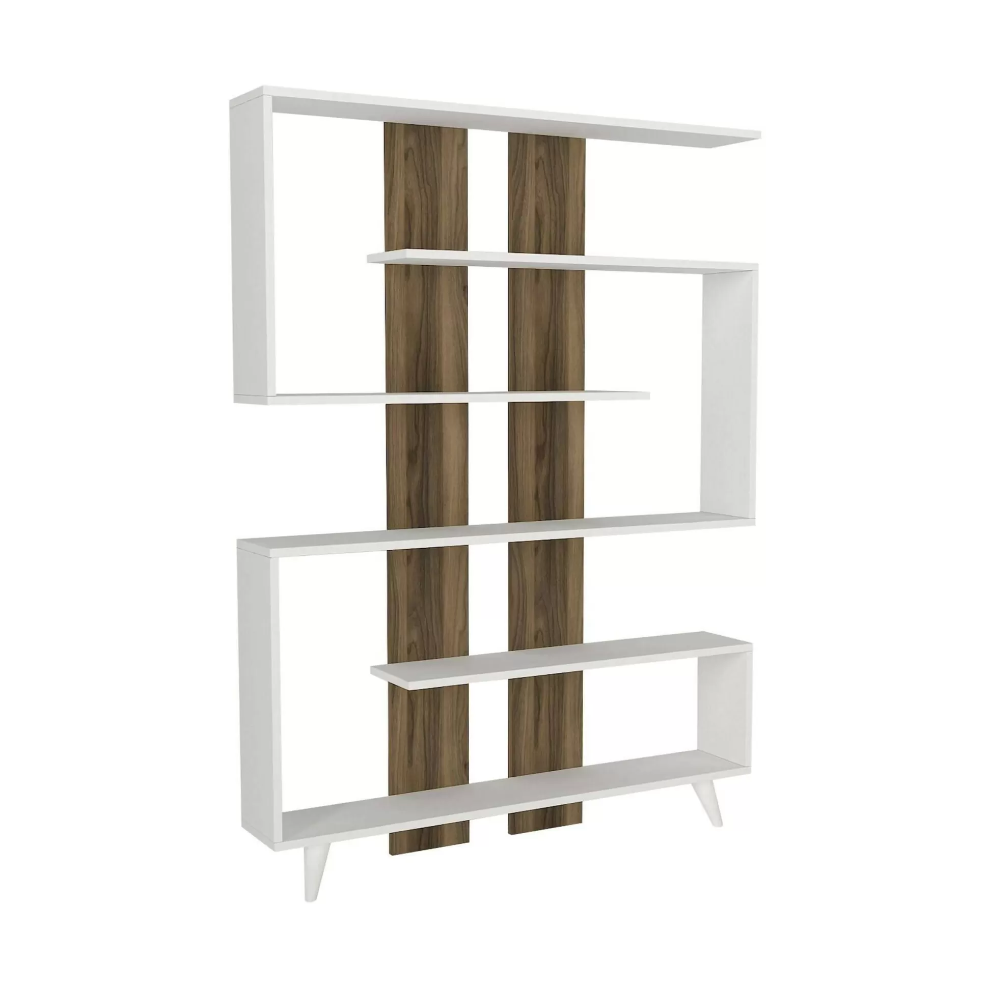 Dmora Librerie<Libreria Spodumene, 120x20h162 cm, Bianco e Noce