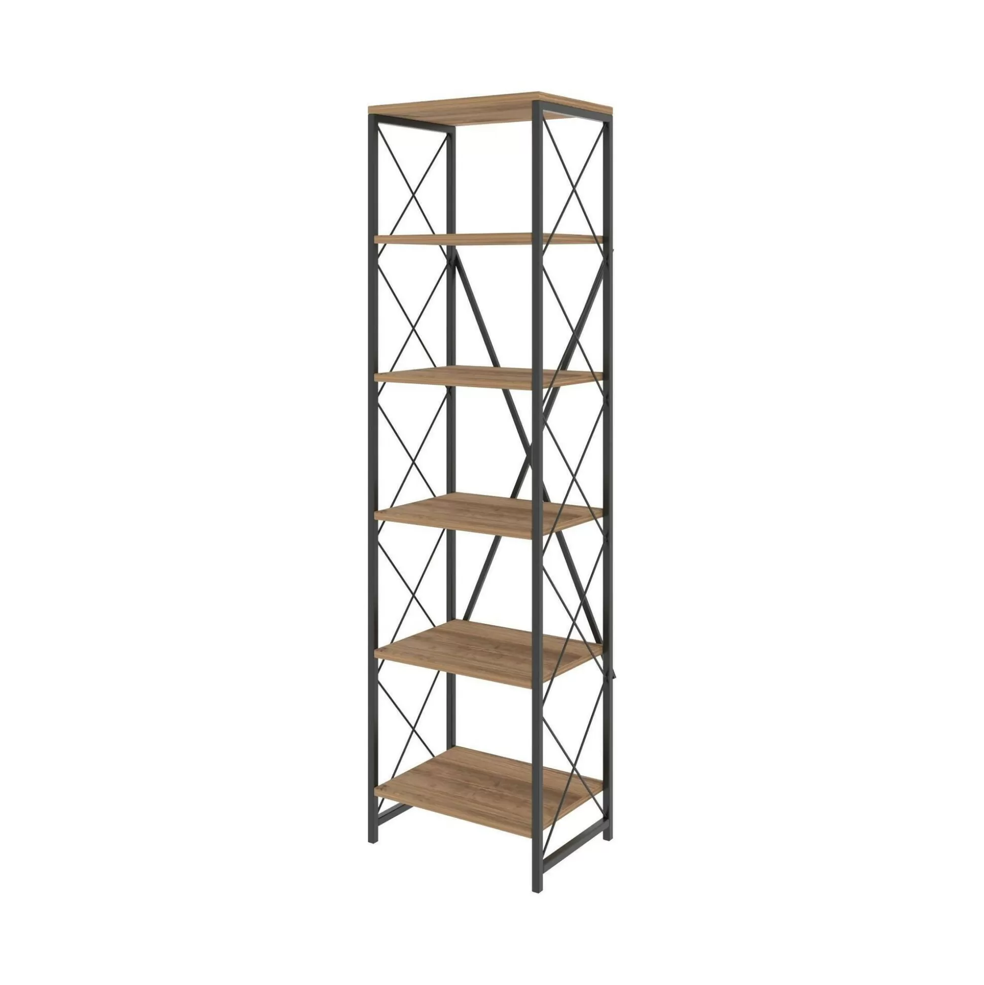Dmora Librerie<Libreria Yara, 50x30h180 cm, Quercia e Nero