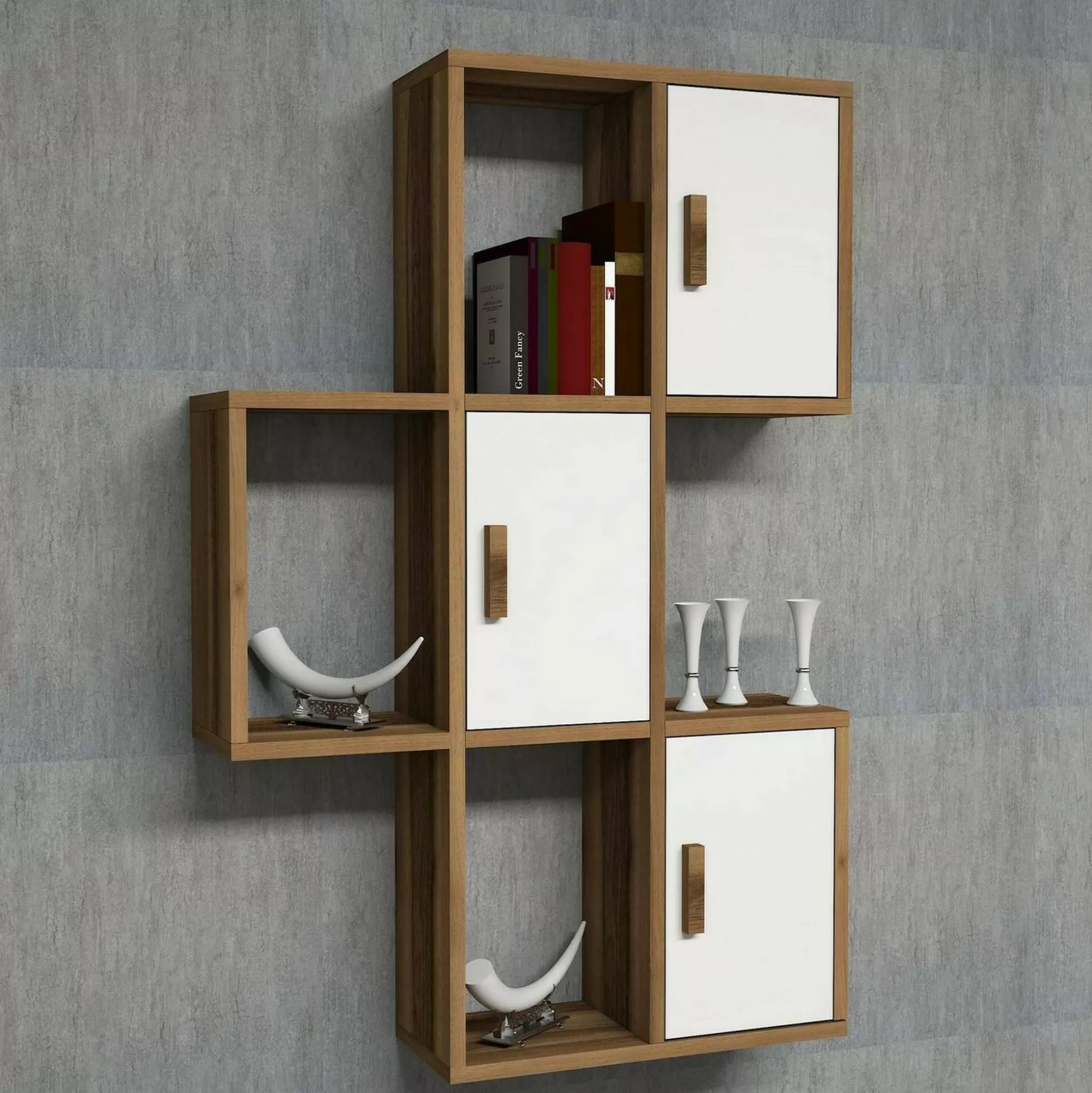 Dmora Mensole<Mensola Arsie, 50x20h113 cm, Noce e Bianco