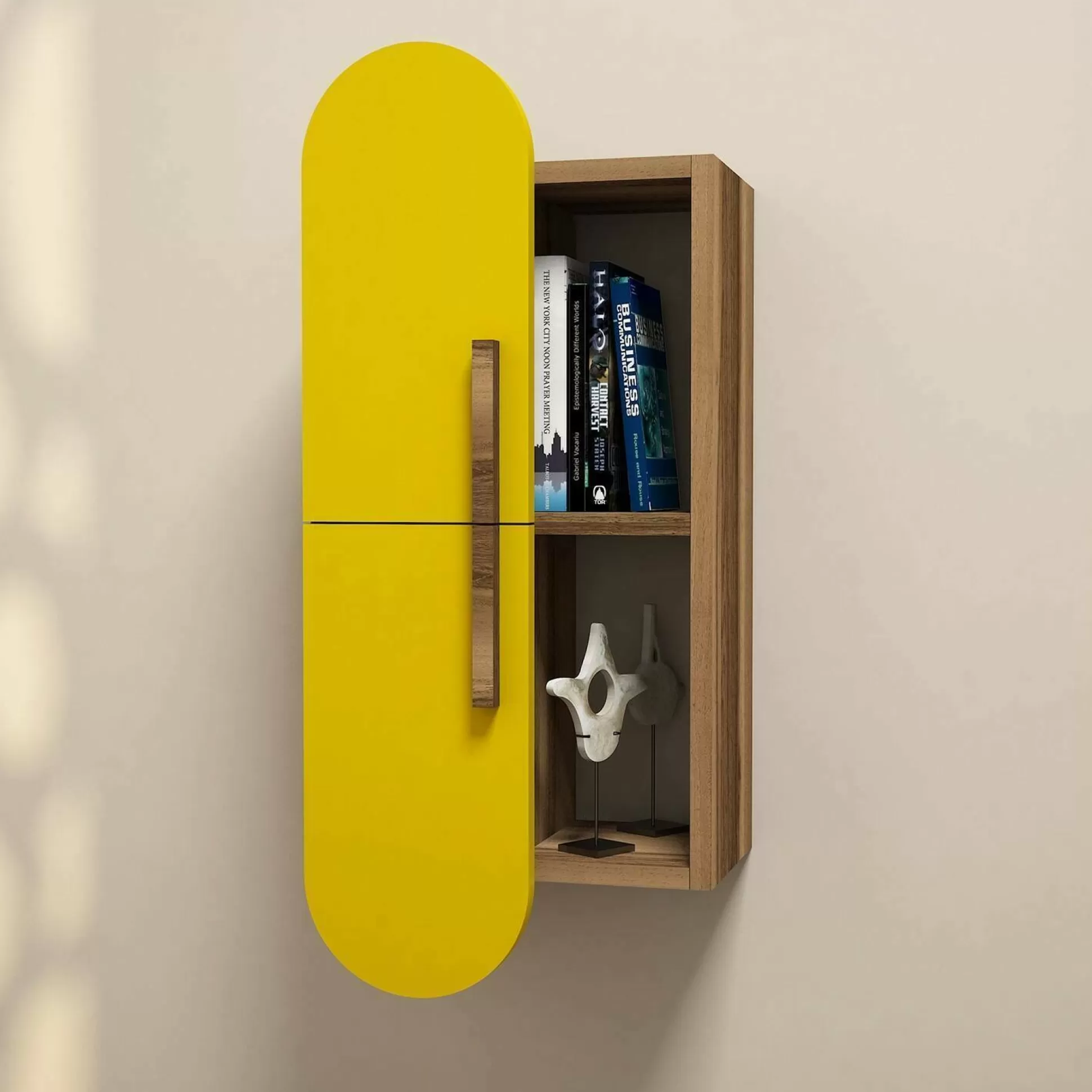 Dmora Mensole<Mensola Nesat, 35x22 h60 cm, Noce e Giallo