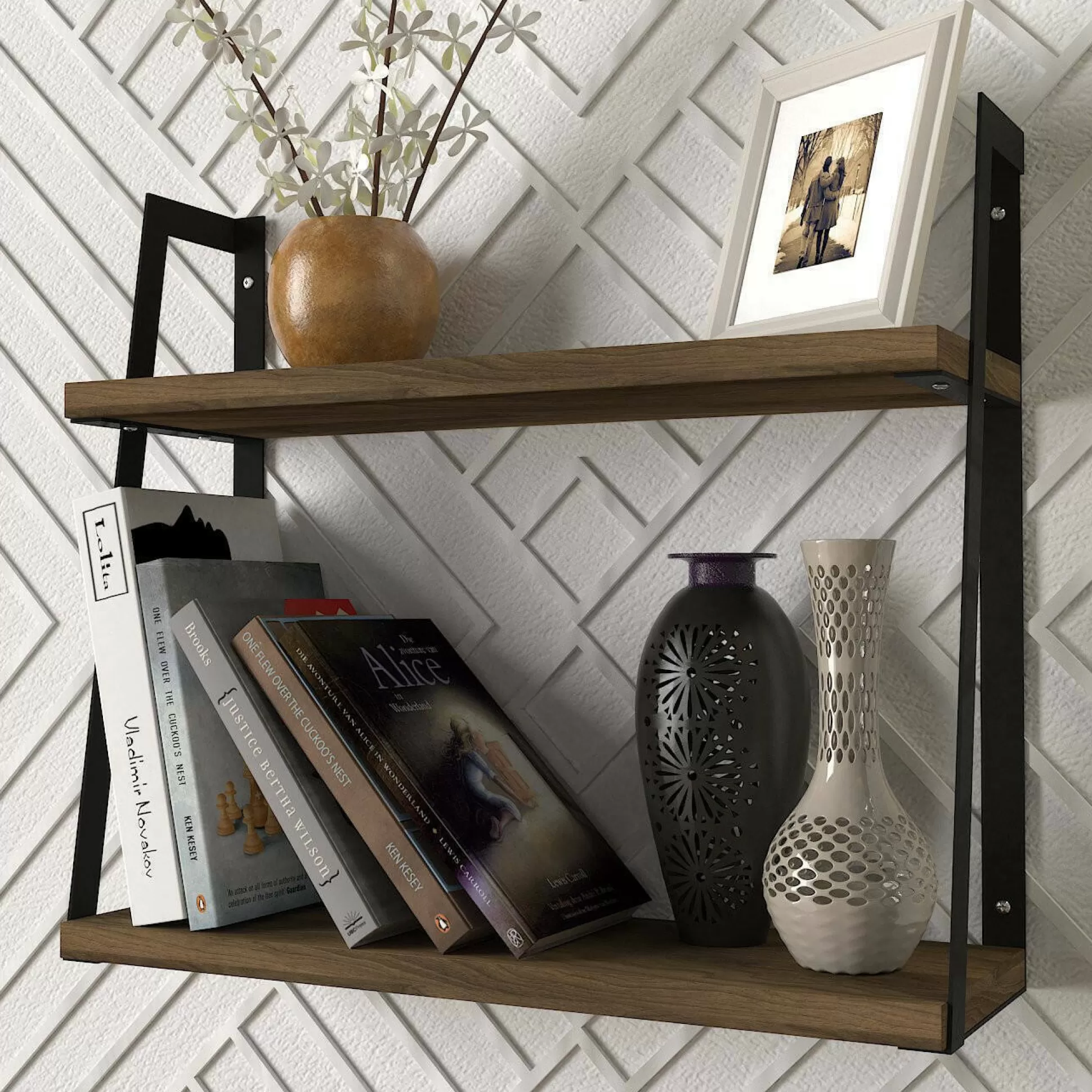 Dmora Mensole<Mensola Skjaldmaer, 45x15 h40 cm, Noce e Nero