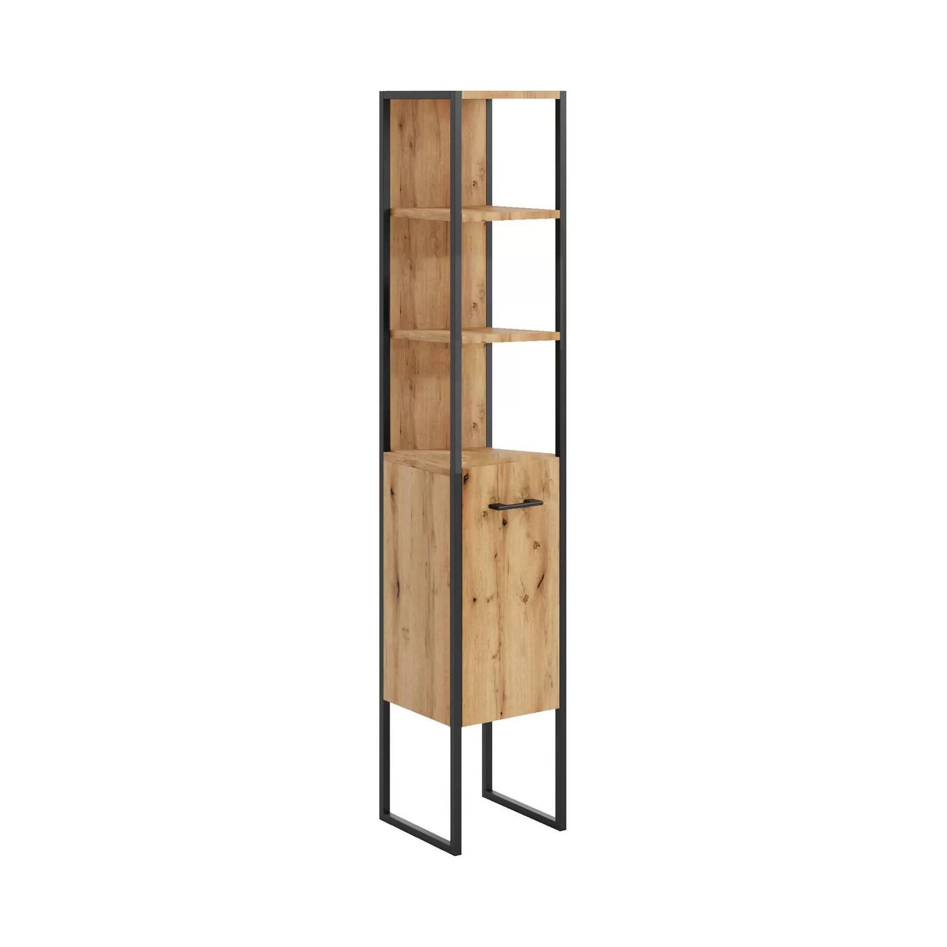 Dmora Mobili Colonna<Mobile colonna Isko, 33x33 h180 cm, Quercia e Nero