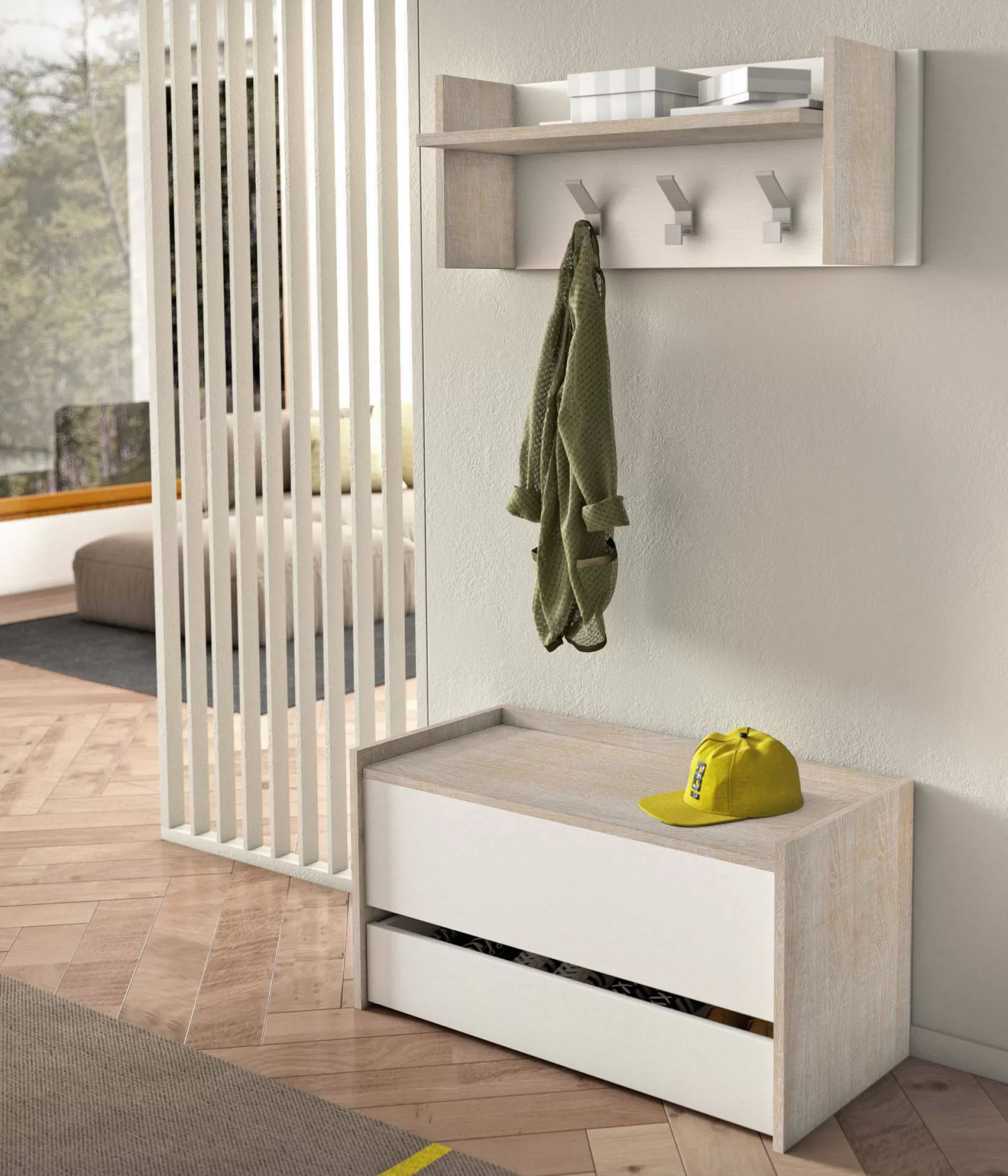 Dmora Mobili Da Ingresso<Mobile da ingresso Actinolite, Cm 50x32h182, Rovere e Bianco