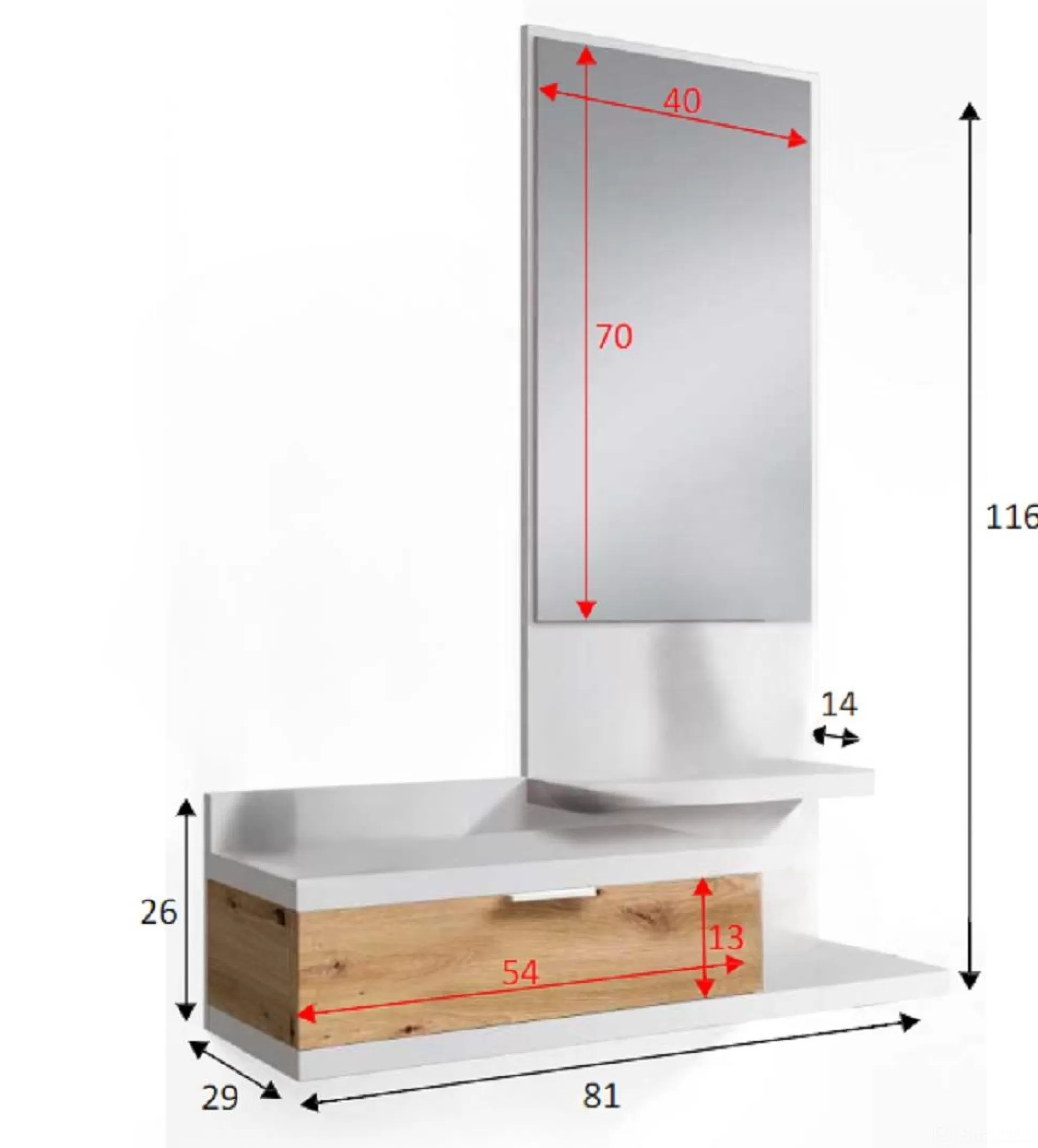 Dmora Mobili Da Ingresso<Mobile da ingresso Adina, 81x29h116 cm, Bianco e Rovere nodi