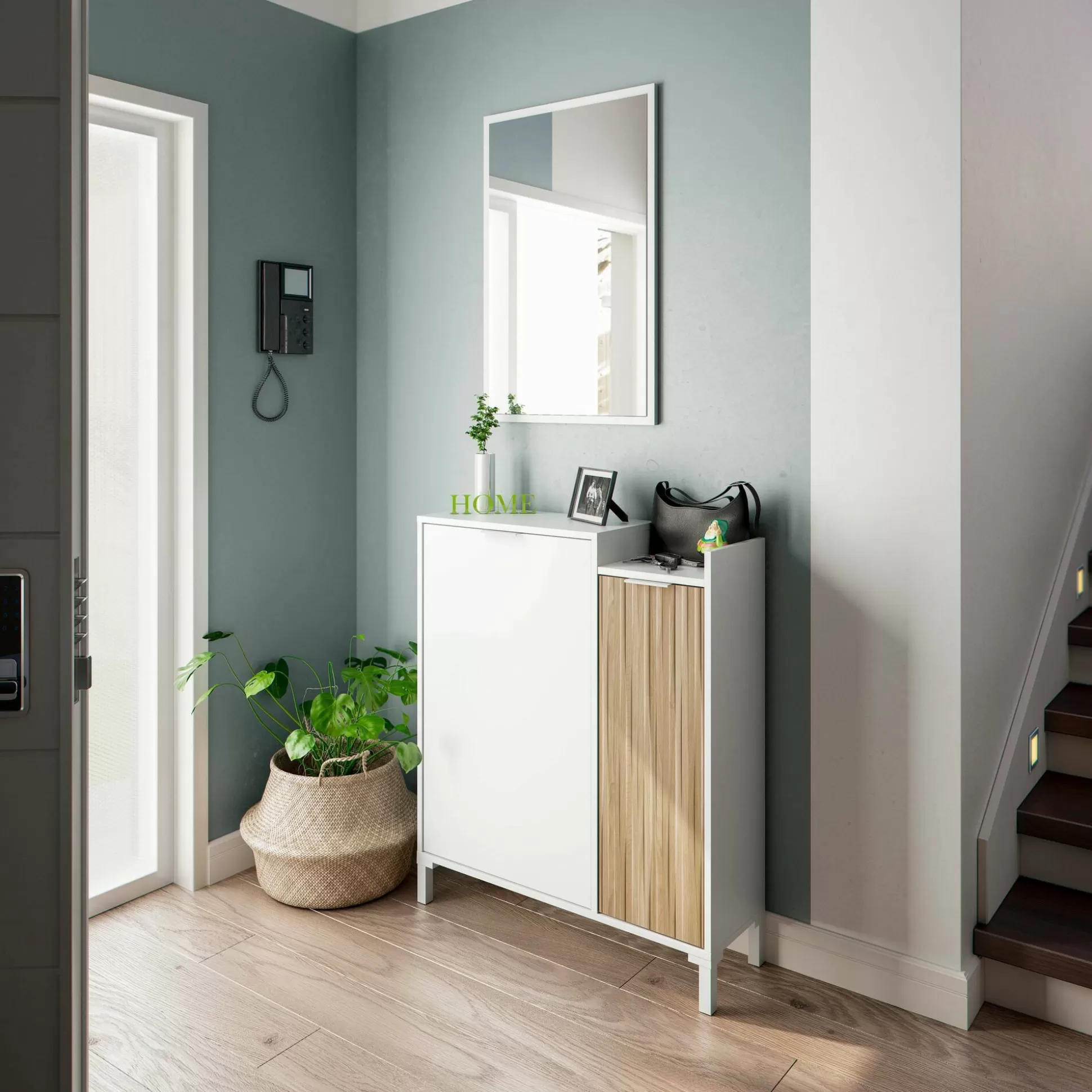 Dmora Mobili Da Ingresso<Mobile da ingresso Alambicco, 77x24h91 cm, Bianco e Rovere