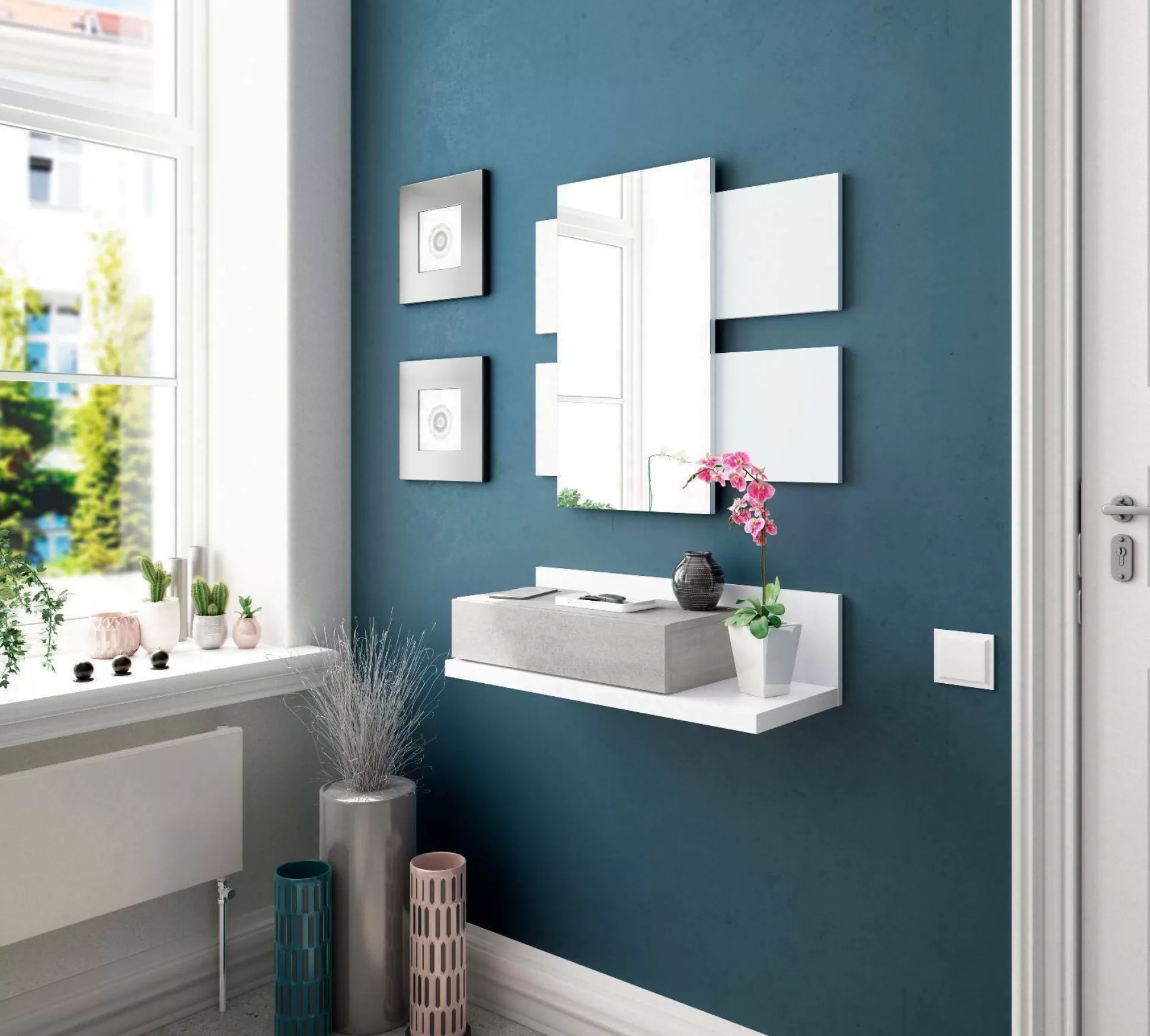 Dmora Mobili Da Ingresso<Mobile da ingresso Anro, 75x29h90 cm, Bianco e Cemento