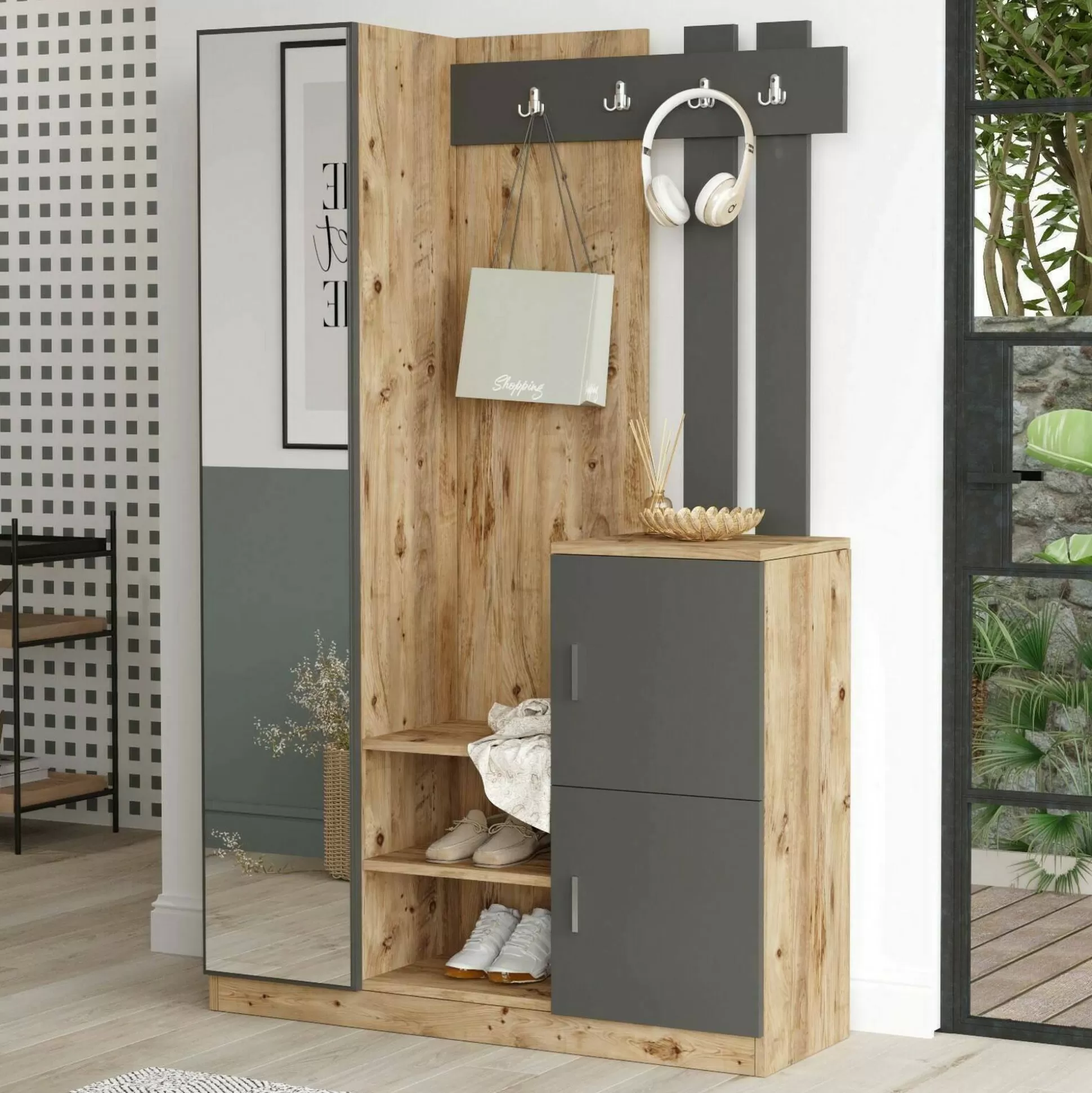 Dmora Mobili Da Ingresso<Mobile da ingresso Arco, 114x38h180 cm, Quercia e Antracite
