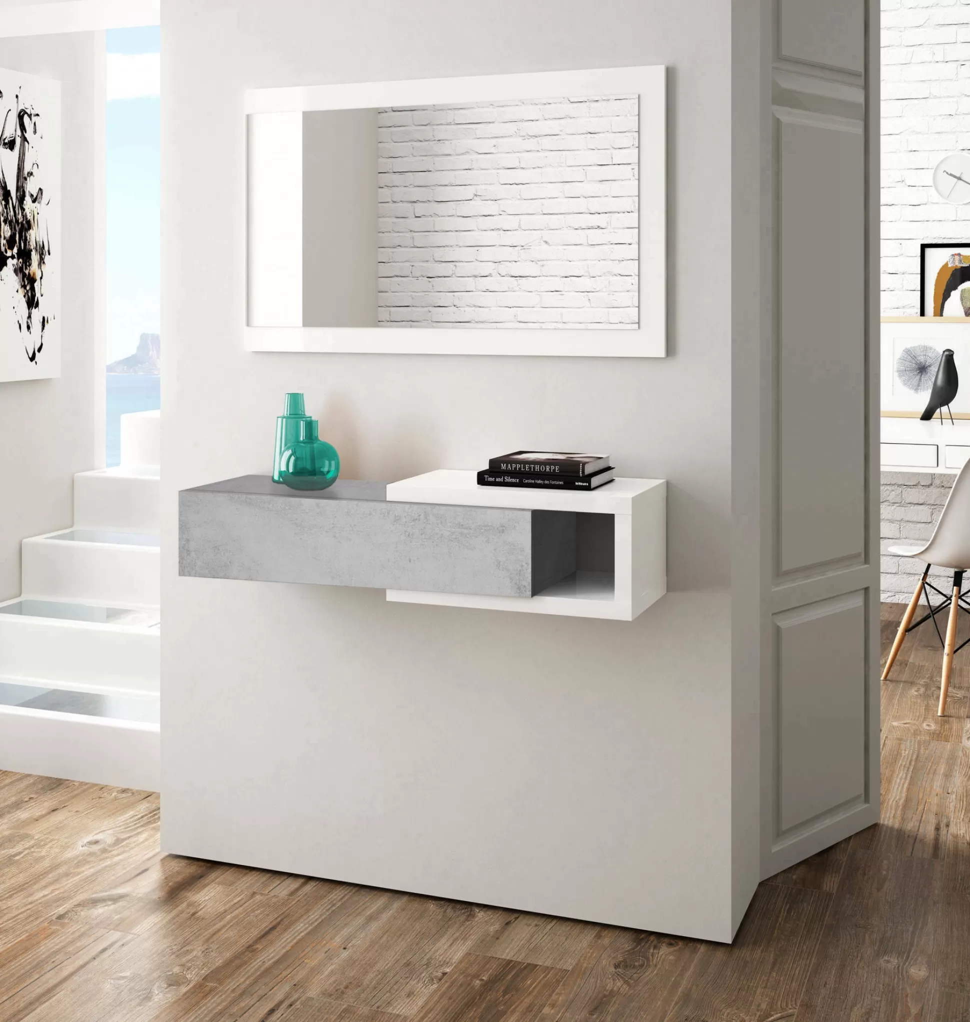 Dmora Mobili Da Ingresso<Mobile da ingresso Arty, 95x26h69 cm, Bianco e Cemento