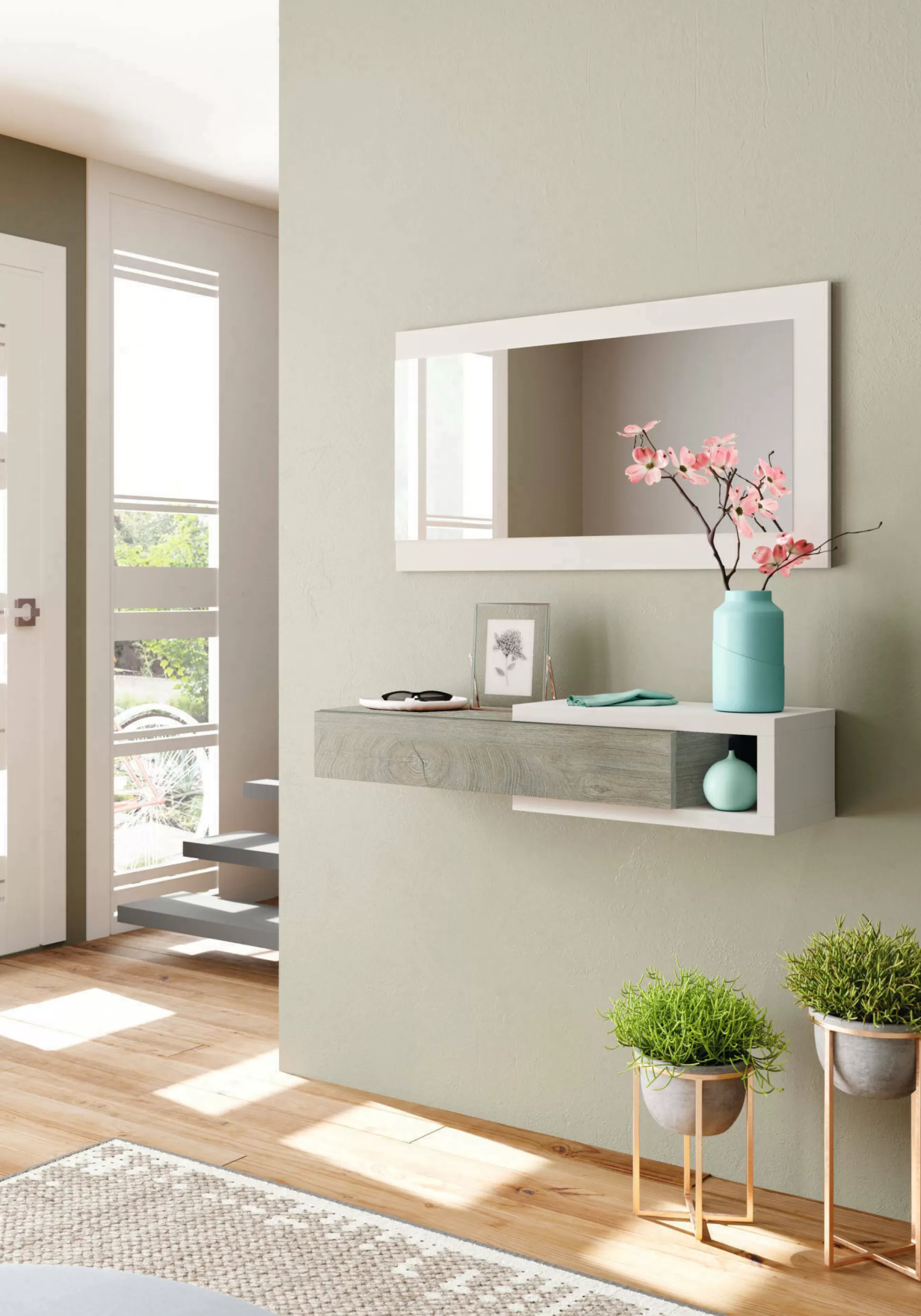 Dmora Mobili Da Ingresso<Mobile da ingresso Arty, 95x26h69 cm, Bianco e Rovere