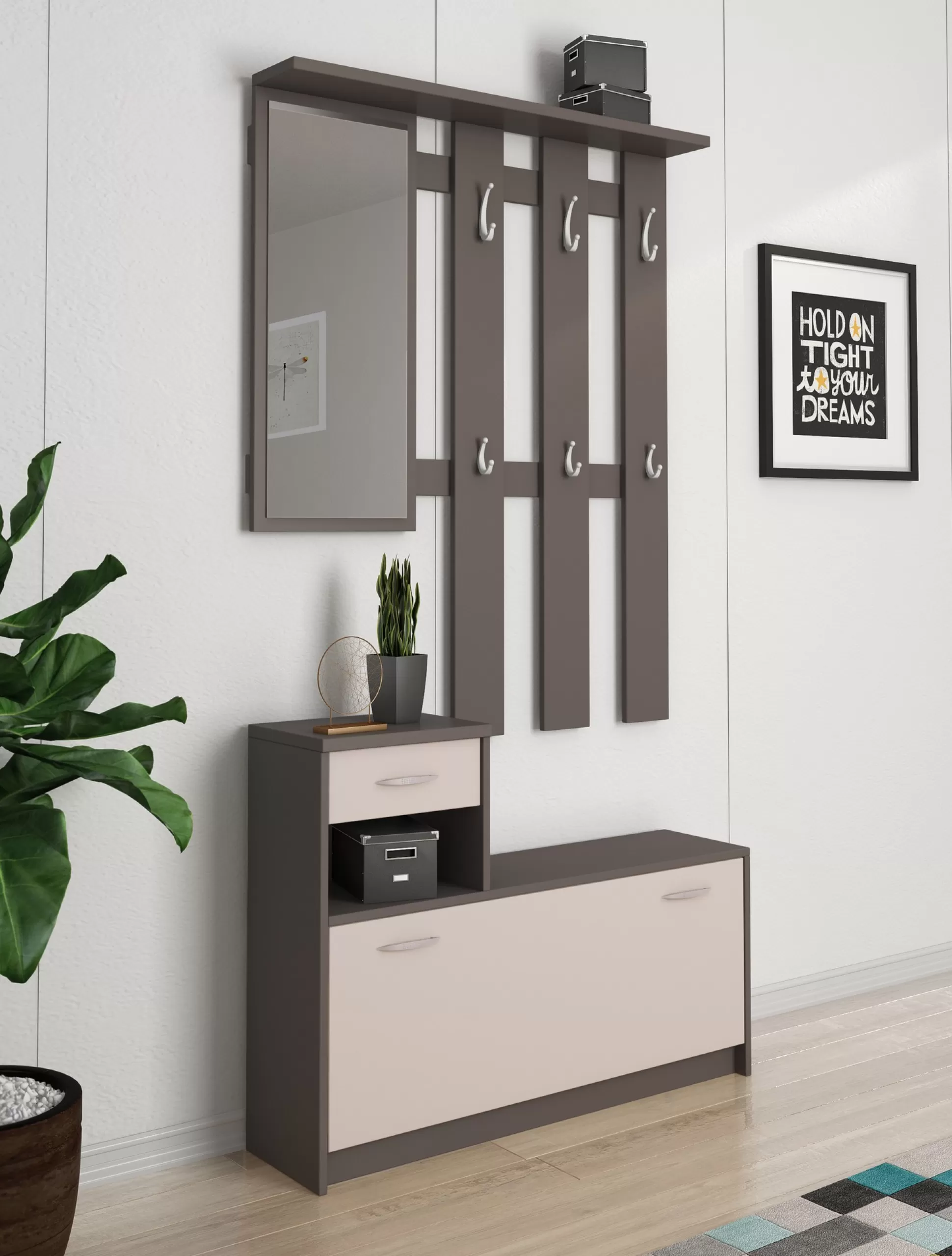 Dmora Mobili Da Ingresso<Mobile da ingresso Daa, 100x26h190 cm, Beige e Grigio