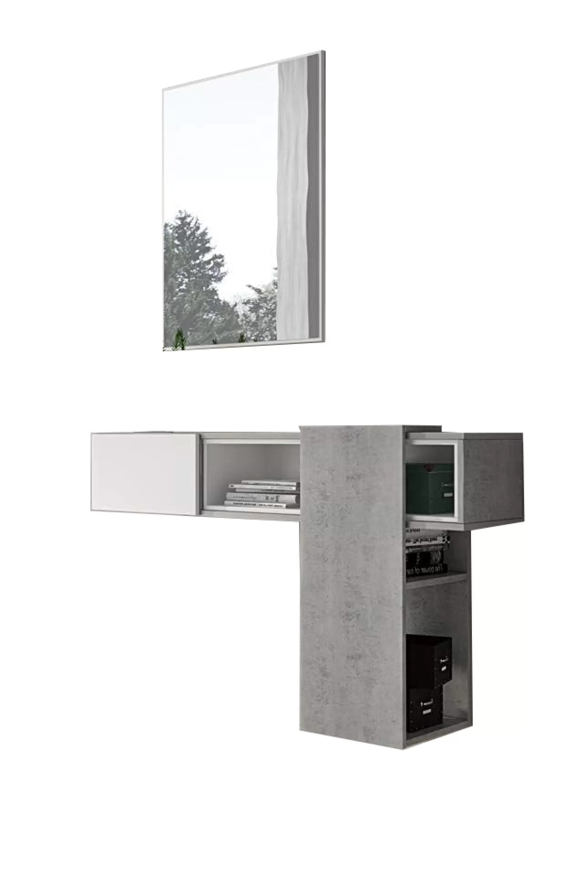 Dmora Mobili Da Ingresso<Mobile da ingresso Daba, 100x31h75 cm, Cemento e Bianco