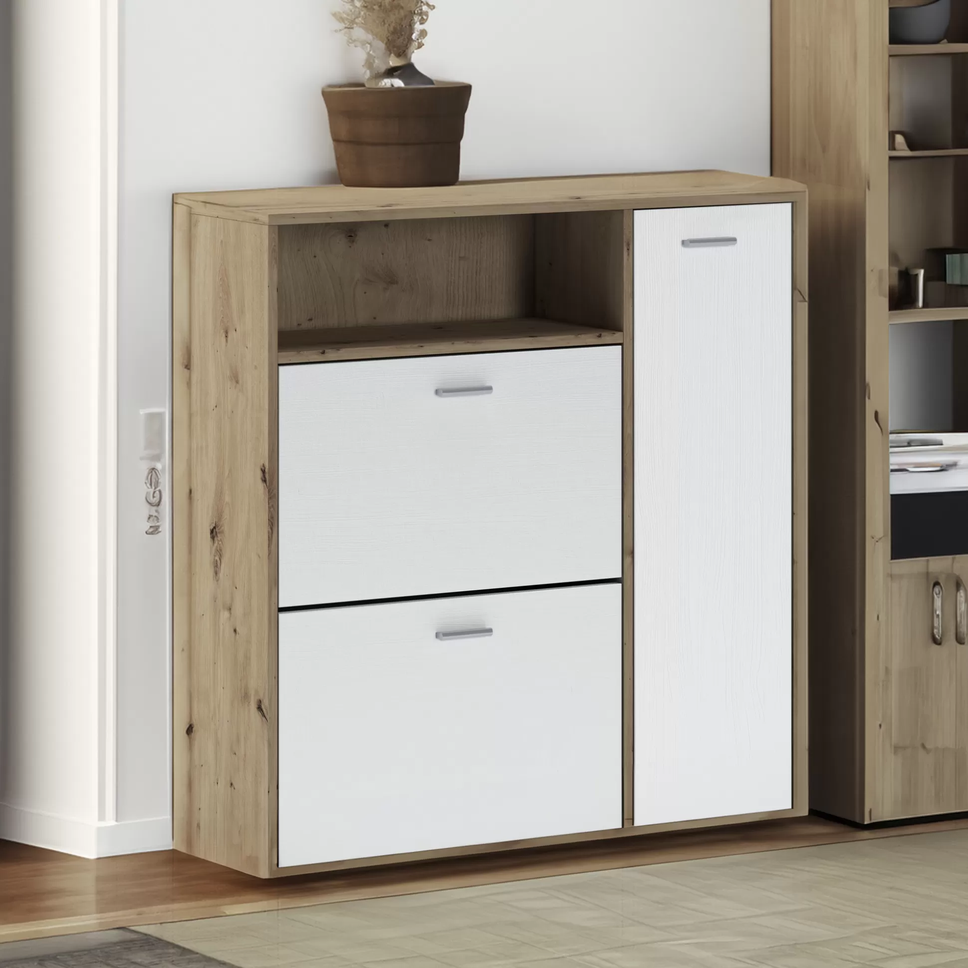 Dmora Mobili Da Ingresso<Mobile da ingresso Dabdelazi, 92x27h94 cm, Rovere e Bianco