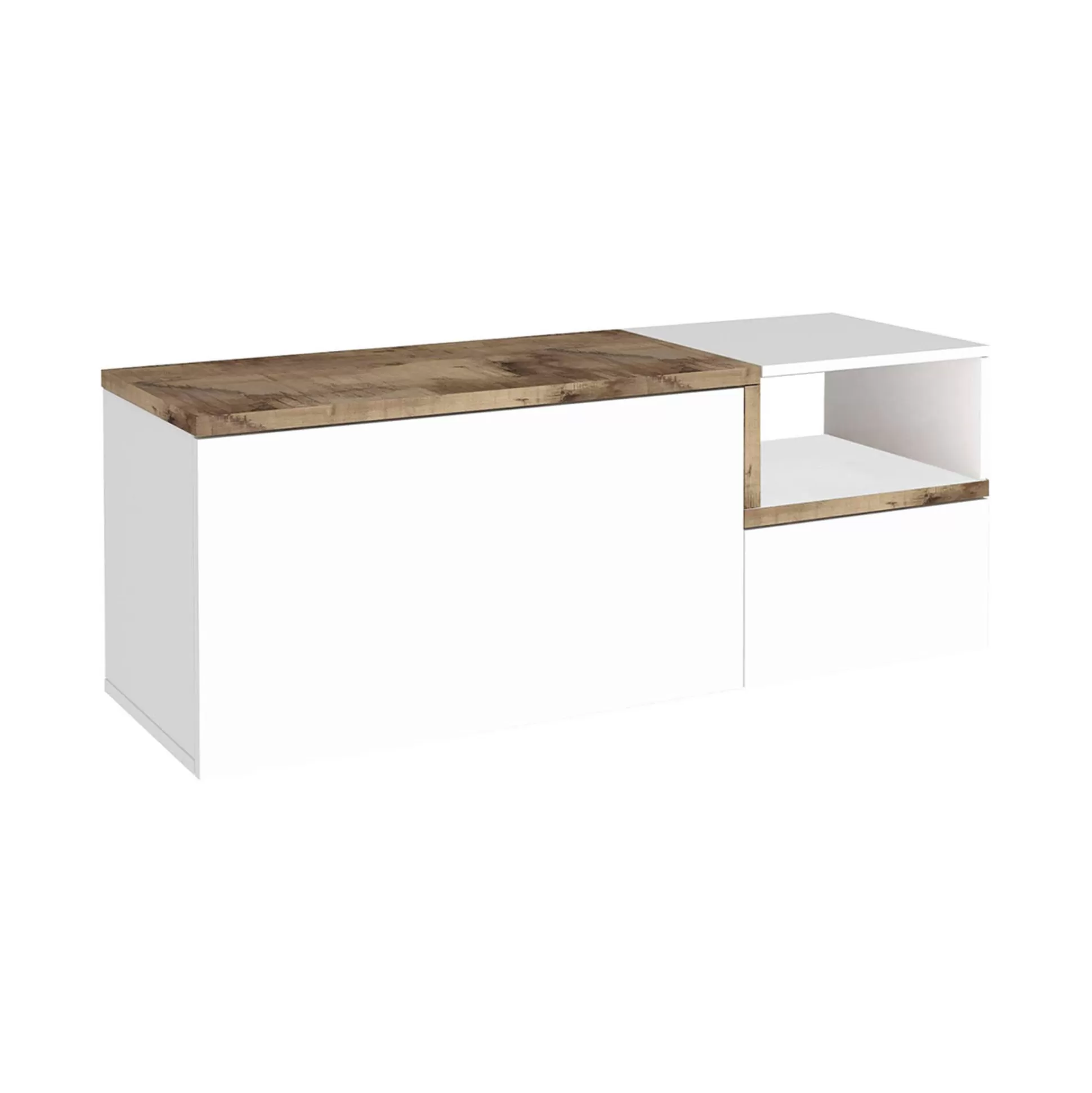 Dmora Mobili Da Ingresso<Mobile da ingresso Ddarmia, cm 120x40h54, Bianco lucido e Acero