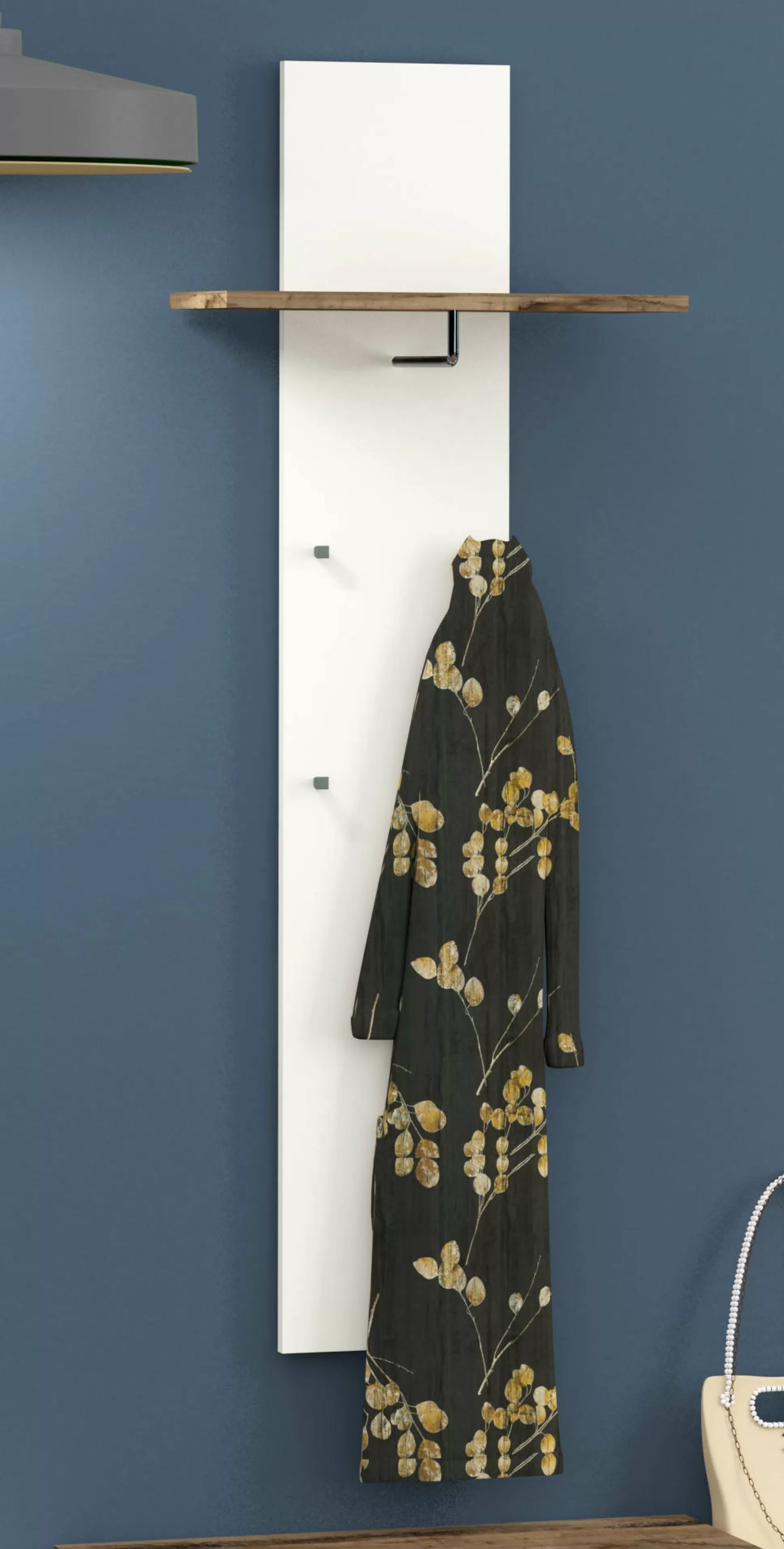 Dmora Mobili Da Ingresso<Mobile da ingresso Dlentin, cm 50x27h140, Bianco lucido e Acero