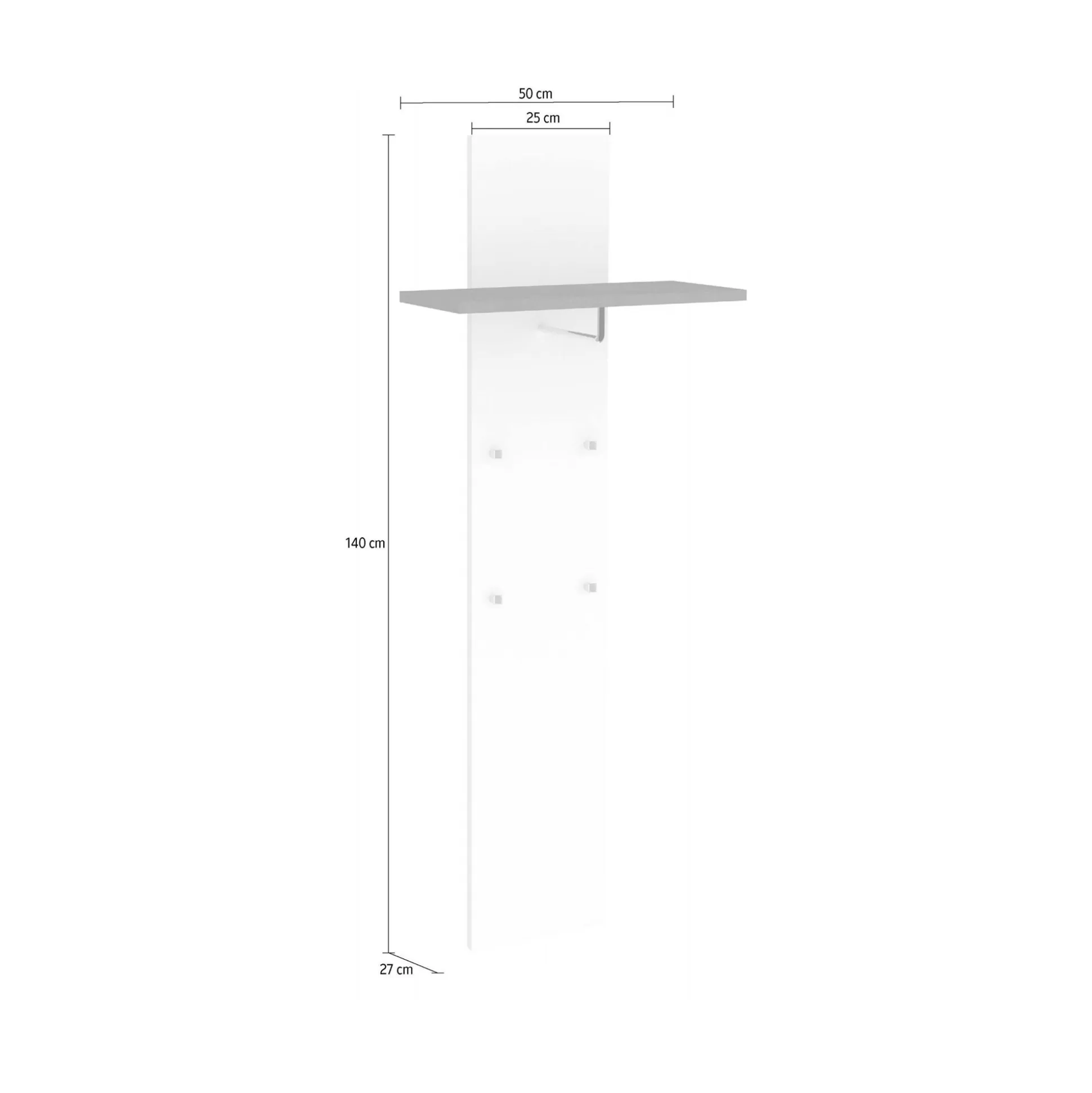 Dmora Mobili Da Ingresso<Mobile da ingresso Dlentin, cm 50x27h140, Bianco lucido e Acero