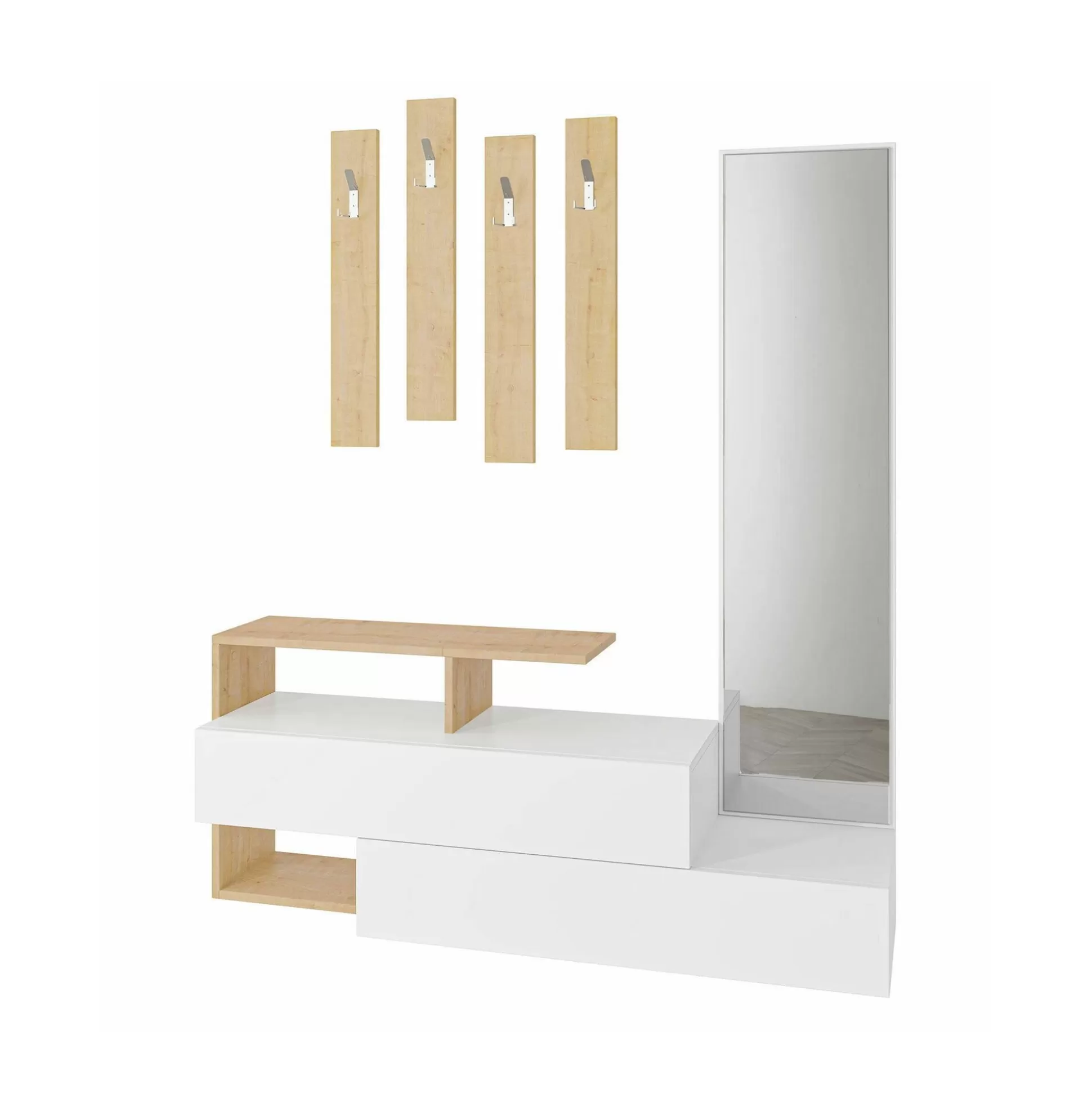 Dmora Mobili Da Ingresso<Mobile da ingresso Dmartíne, 137x35h55 cm, Bianco e Rovere