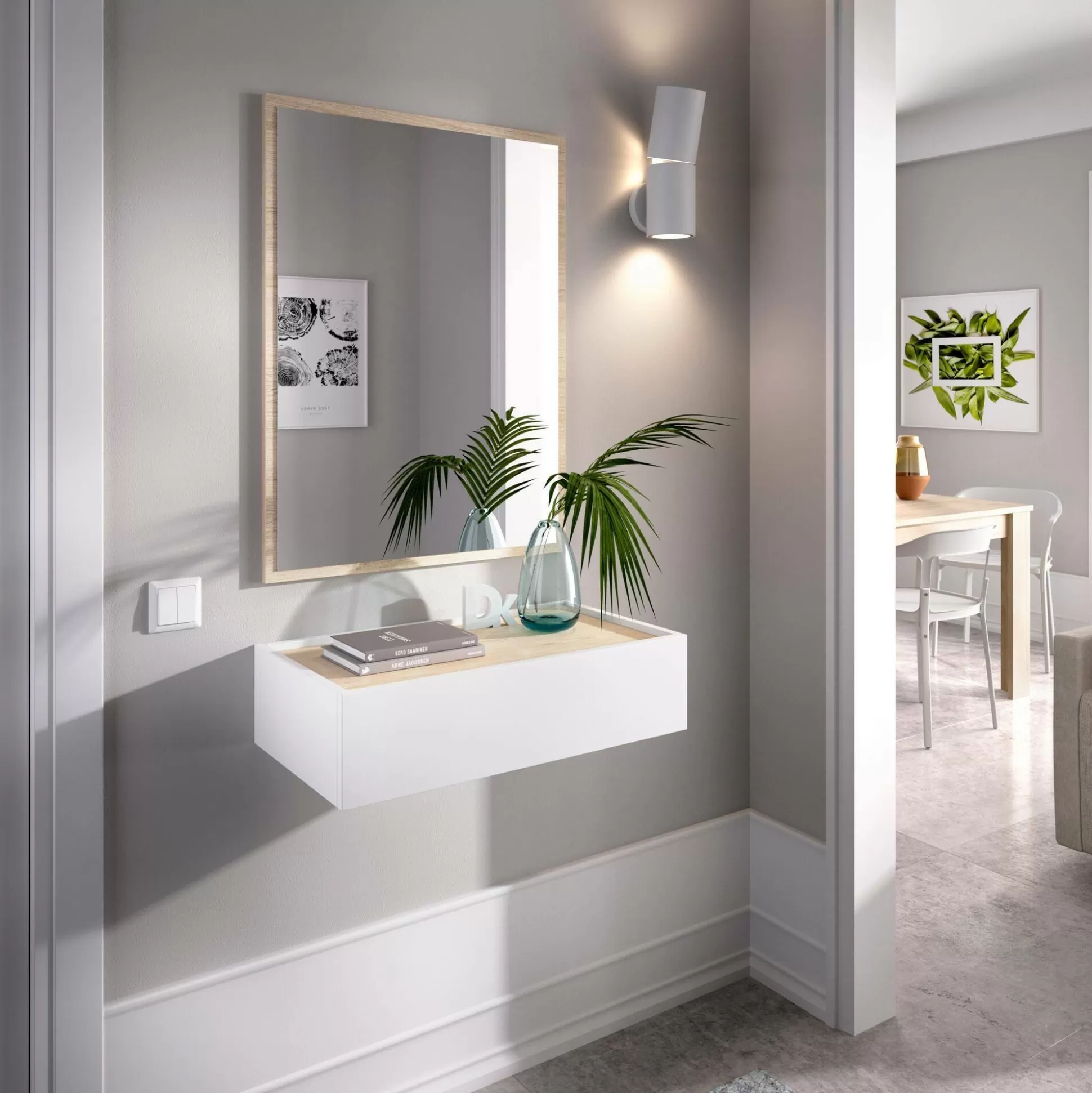 Dmora Mobili Da Ingresso<Mobile da ingresso Dmujesa, 33x63h16 cm, Bianco e Rovere