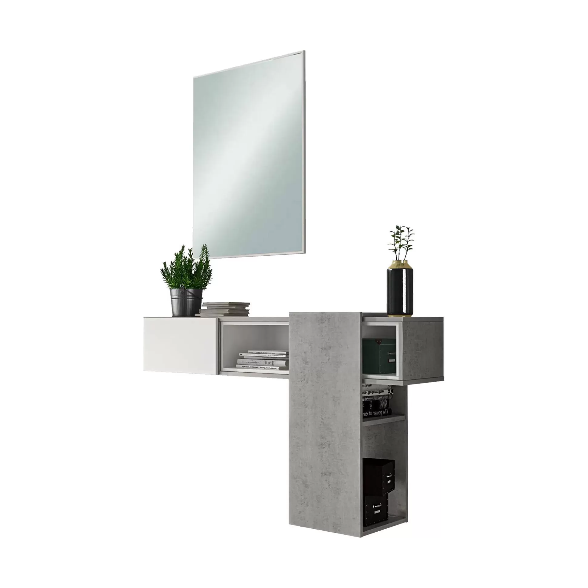 Dmora Mobili Da Ingresso<Mobile da ingresso Dpinz, 100x27h75 cm, Cemento e Bianco