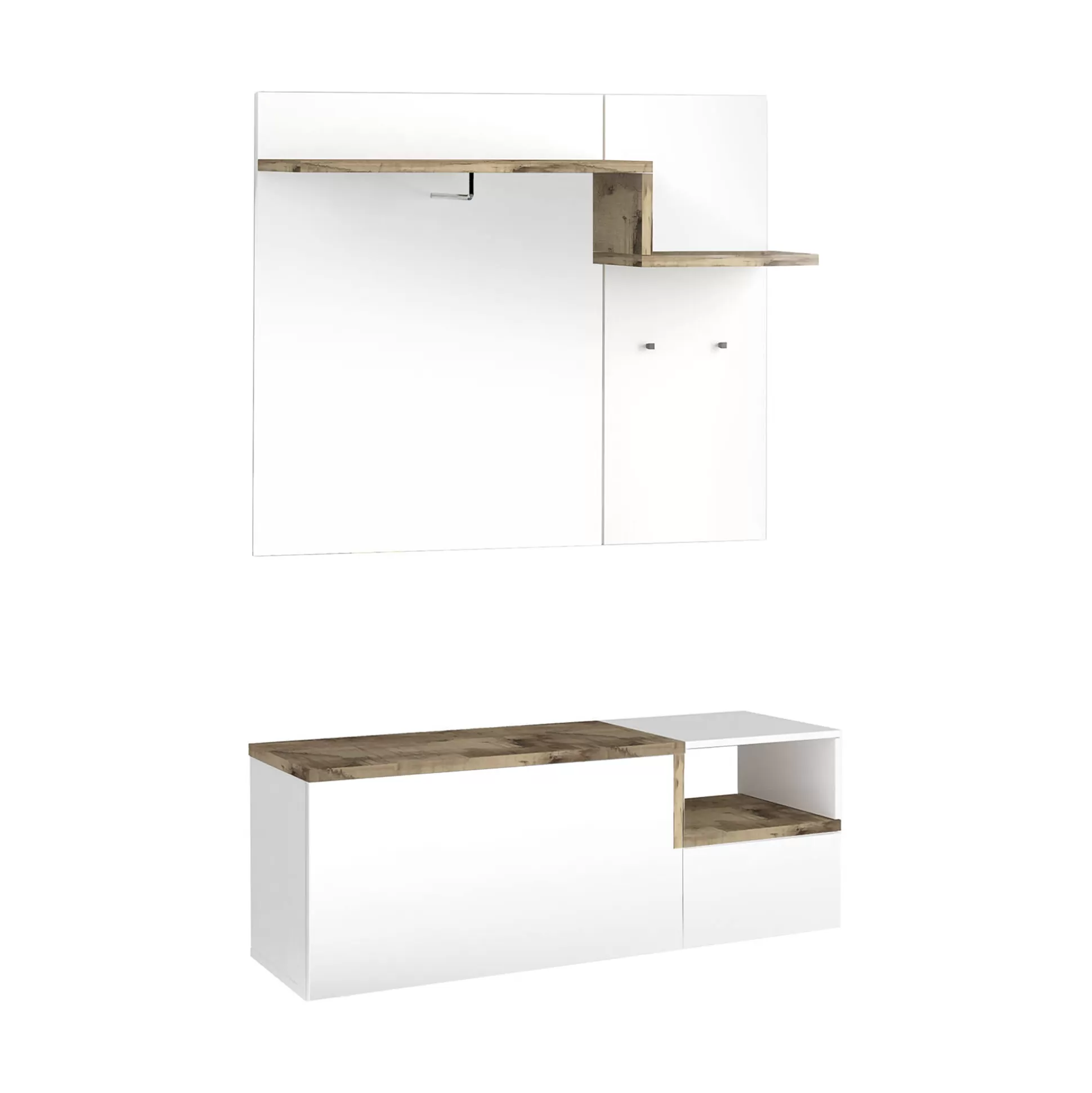 Dmora Mobili Da Ingresso<Mobile da ingresso Graziella, cm 120x40h54, Bianco lucido e Acero