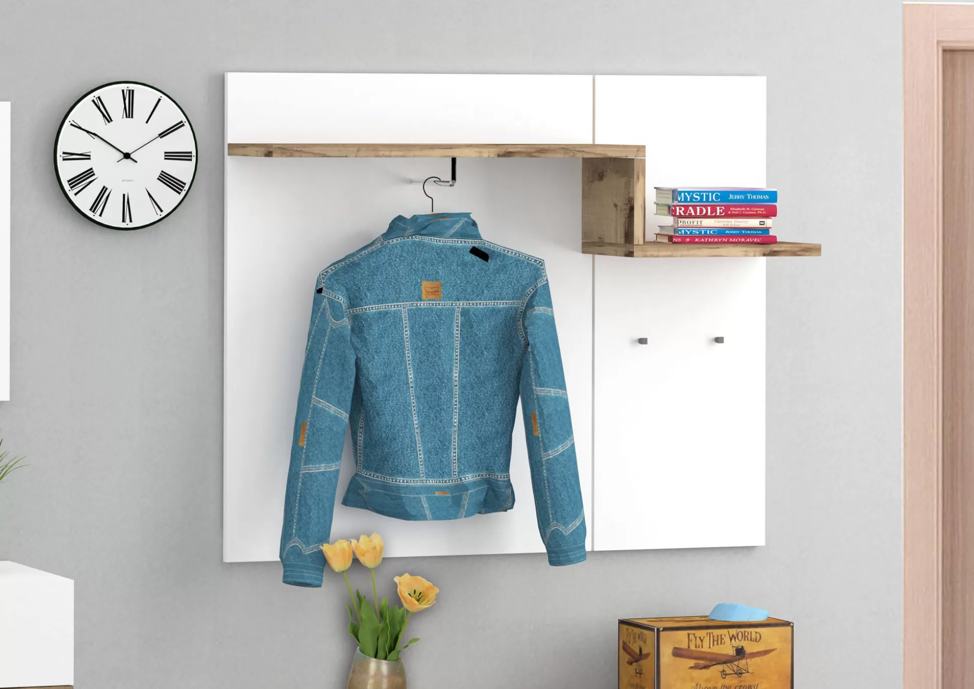 Dmora Mobili Da Ingresso<Mobile da ingresso Graziella, cm 120x40h54, Bianco lucido e Acero