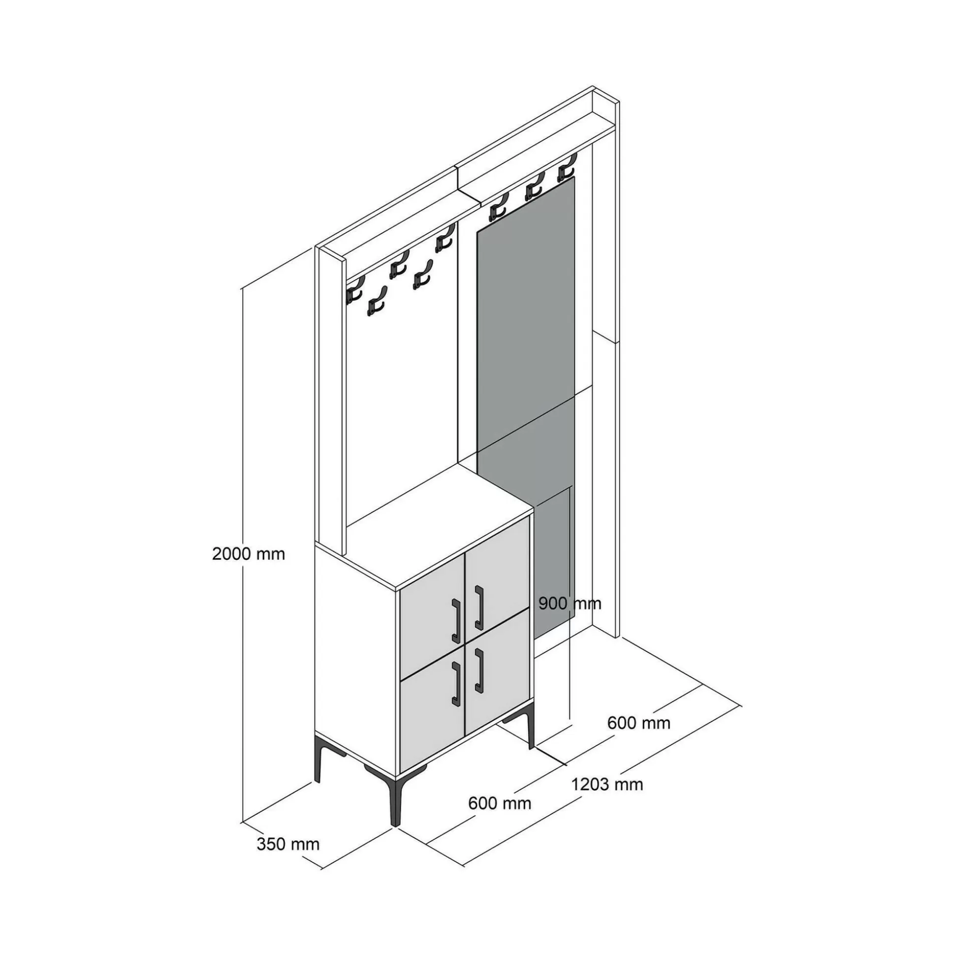 Dmora Mobili Da Ingresso<Mobile da ingresso Isidore, 120x35h200 cm, Noce e Antracite
