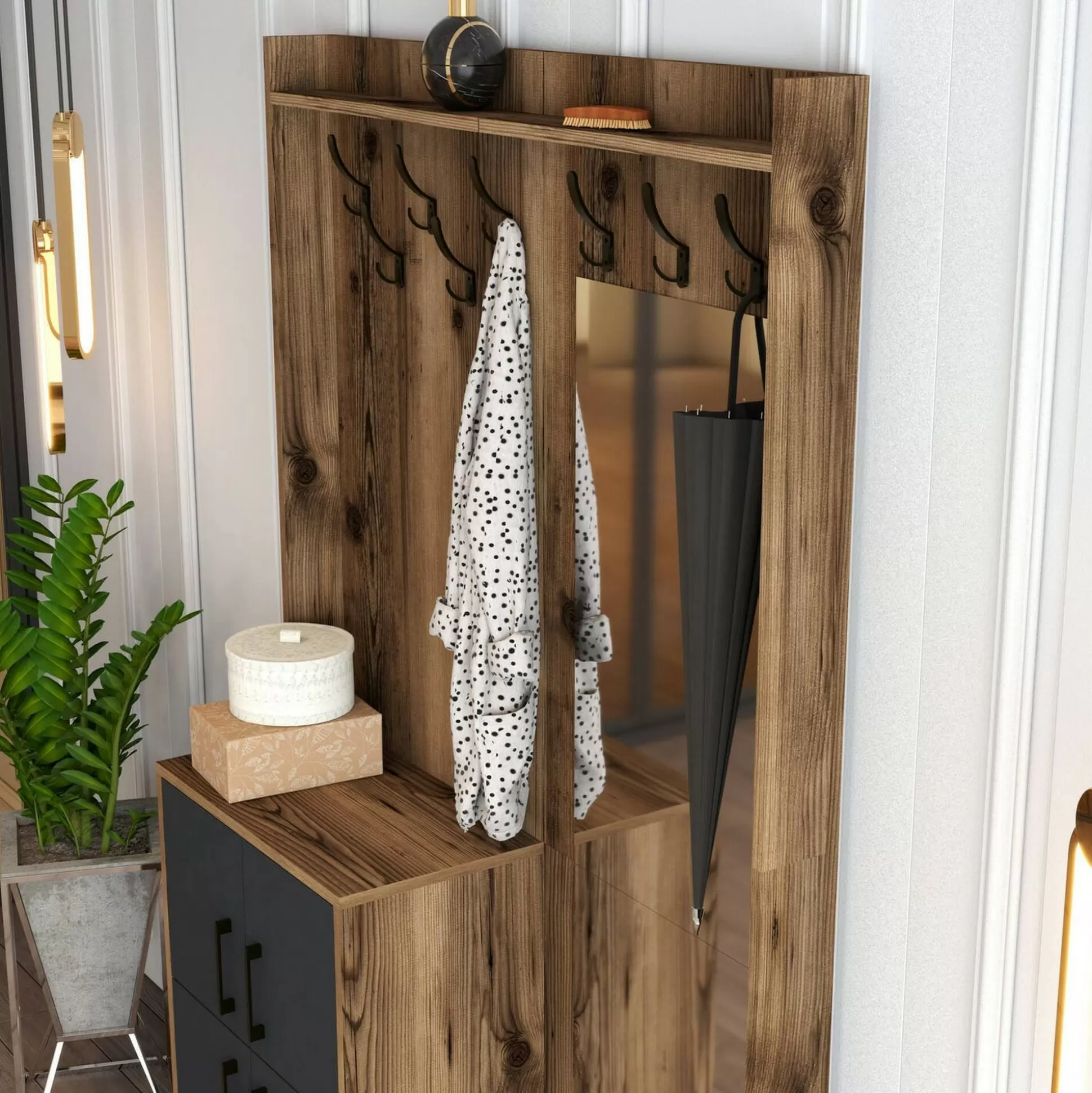 Dmora Mobili Da Ingresso<Mobile da ingresso Isidore, 120x35h200 cm, Noce e Antracite
