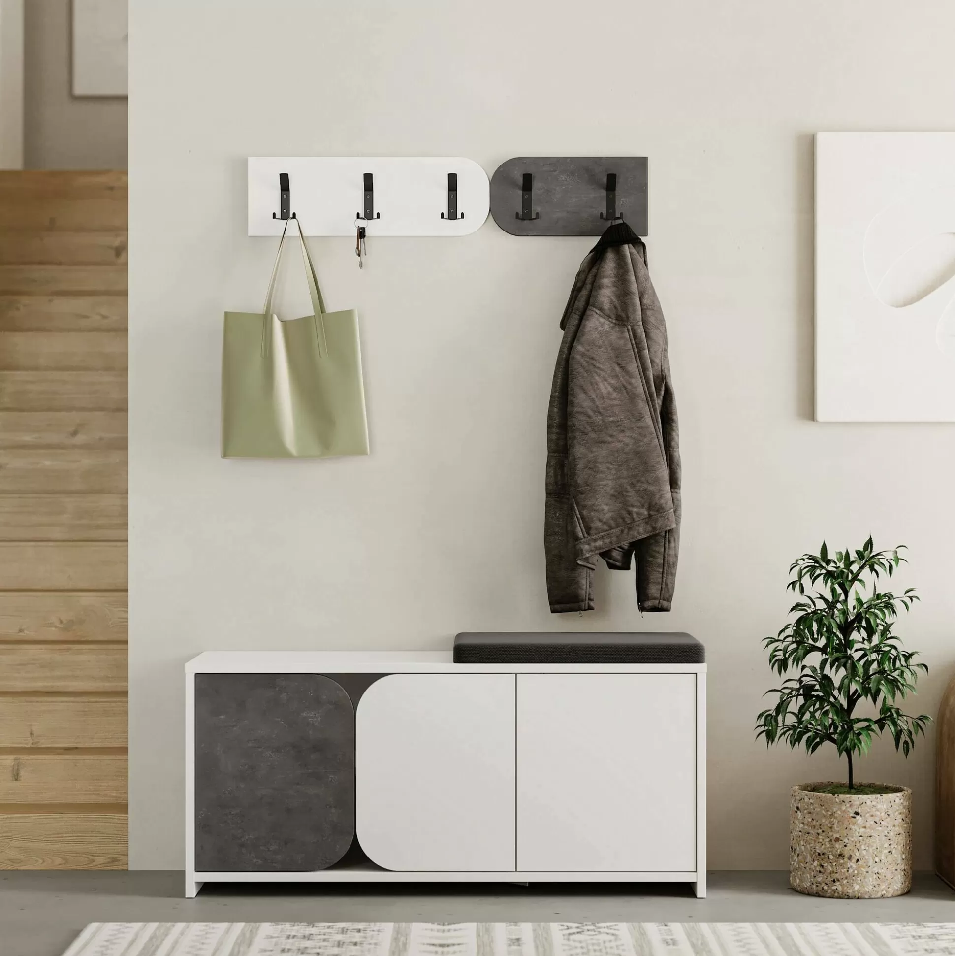 Dmora Mobili Da Ingresso<Mobile da ingresso Riga, 105x37 h52 cm, Grigio e Bianco
