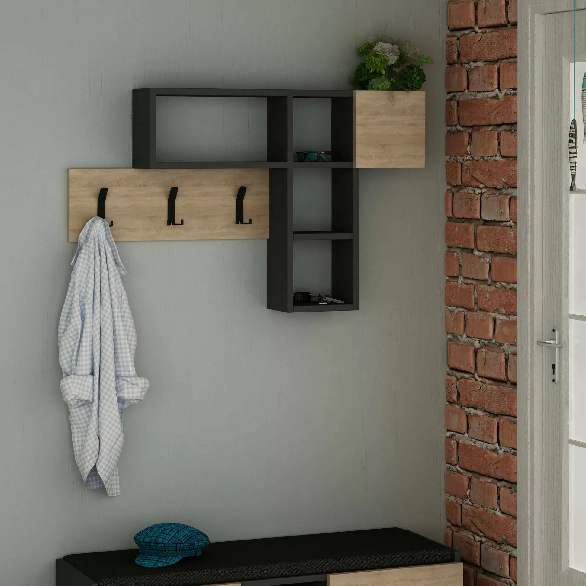Dmora Mobili Da Ingresso<Mobile da ingresso Yagi, 100x15 h61 cm, Quercia e Antracite