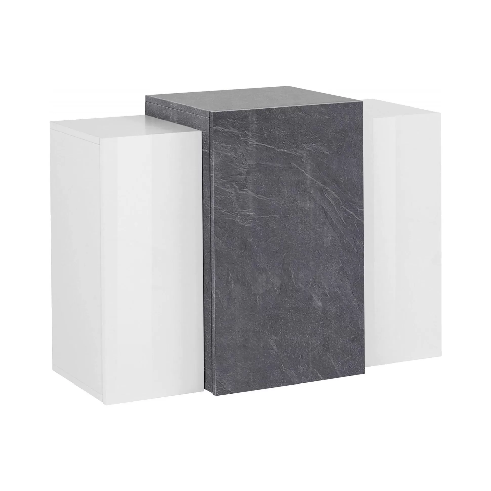 Dmora Mobili Pensili<Mobile pensile Andras, cm 90x38h66, Bianco lucido e Ardesia