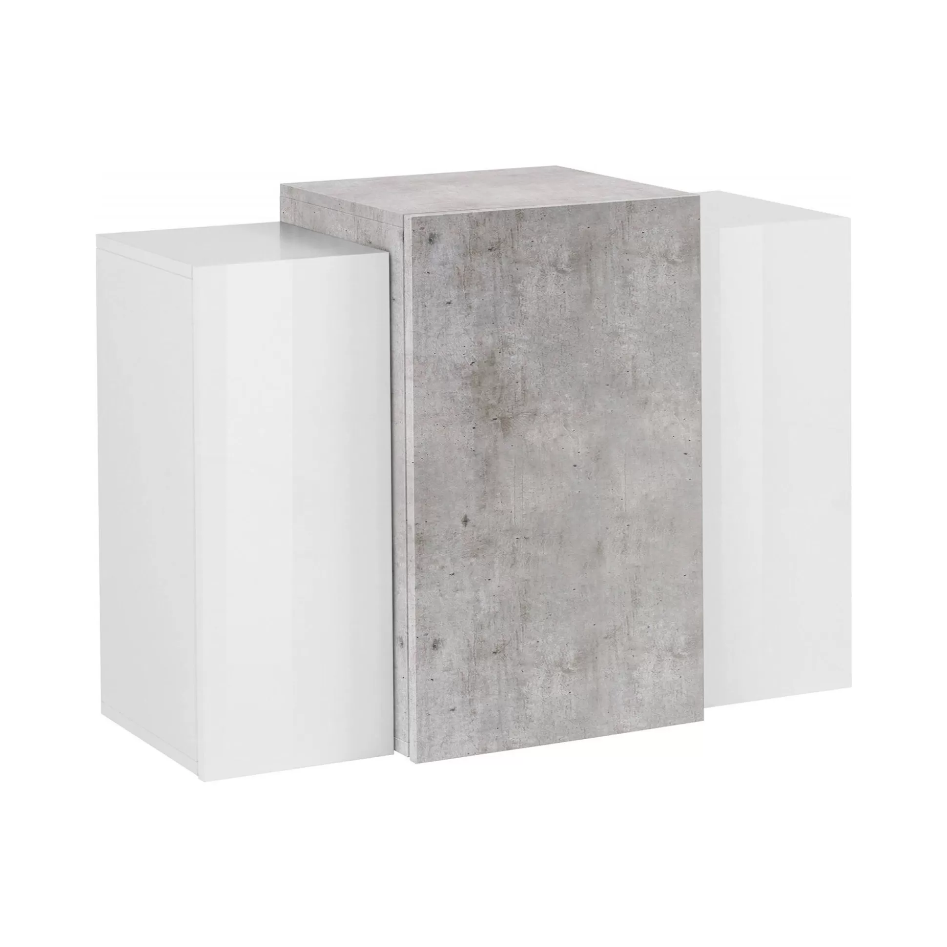 Dmora Mobili Pensili<Mobile pensile Didze, cm 90x38h66, Bianco lucido e Cemento