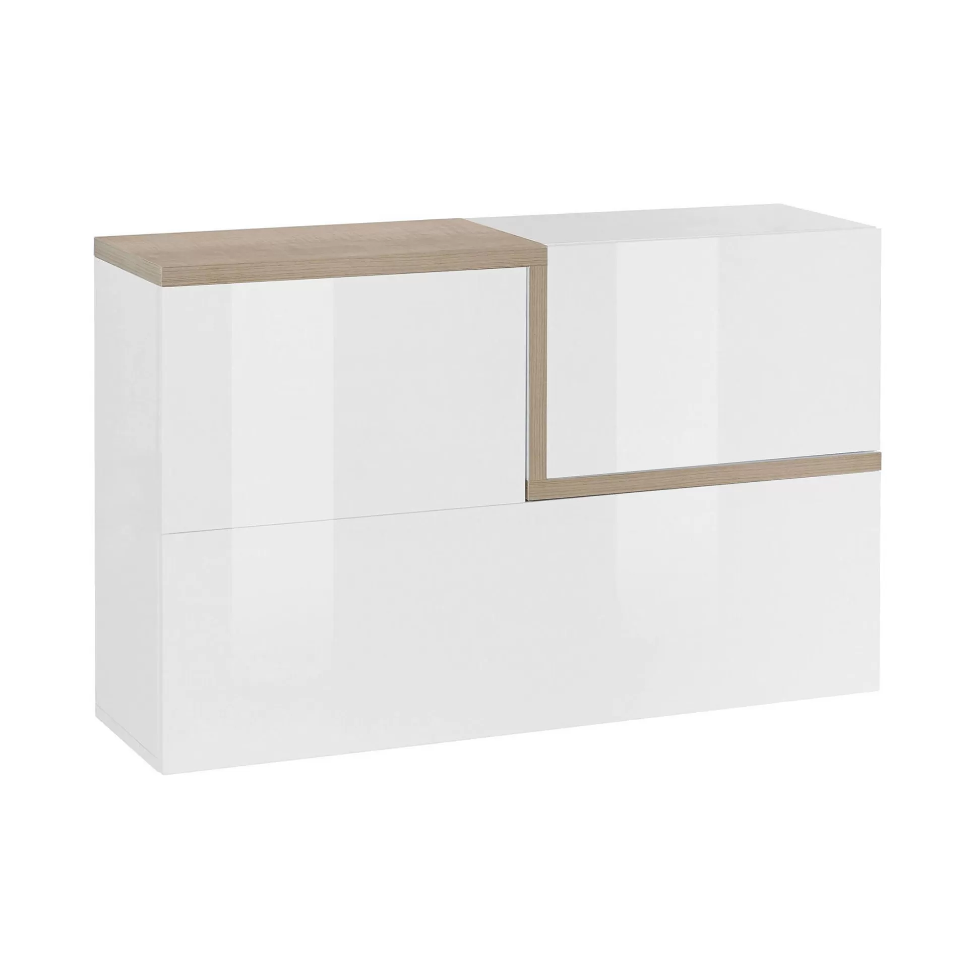 Dmora Mobili Pensili<Mobile pensile Dpafund, cm 100x30h63, Bianco lucido e Acero