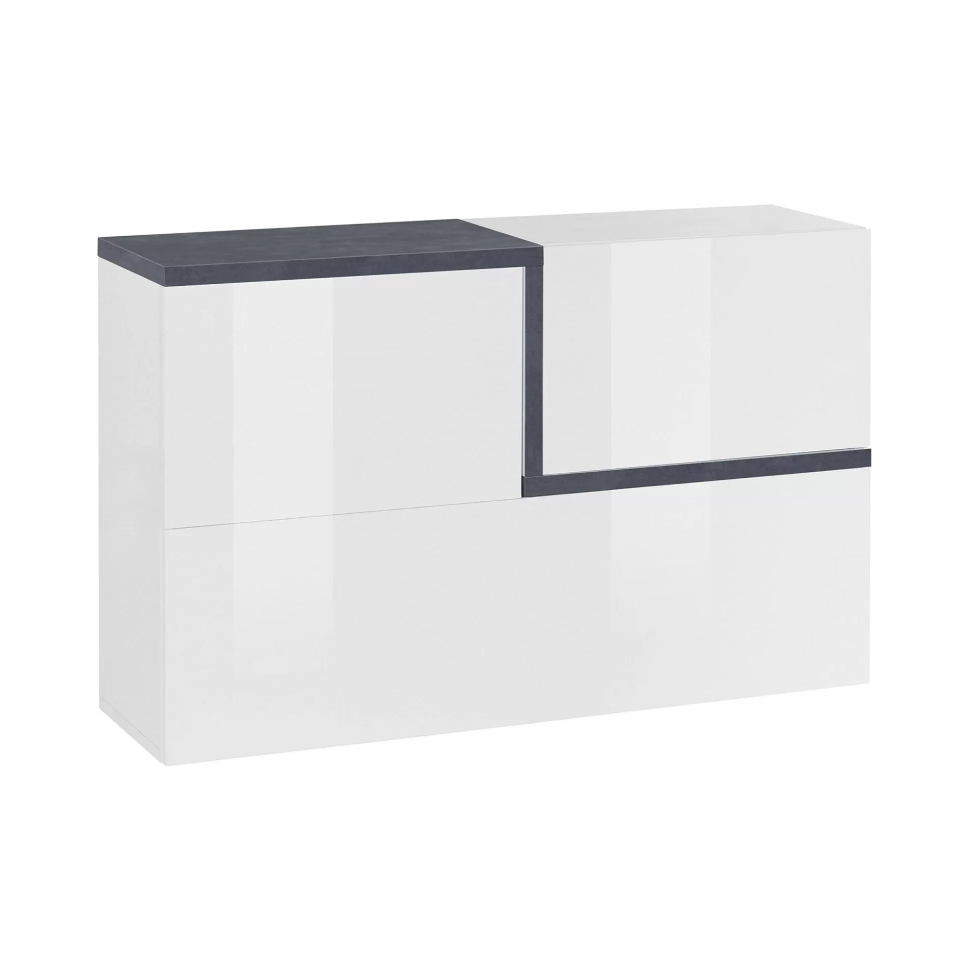 Dmora Mobili Pensili<Mobile pensile Dpafund, cm 100x30h63, Bianco lucido e Ardesia