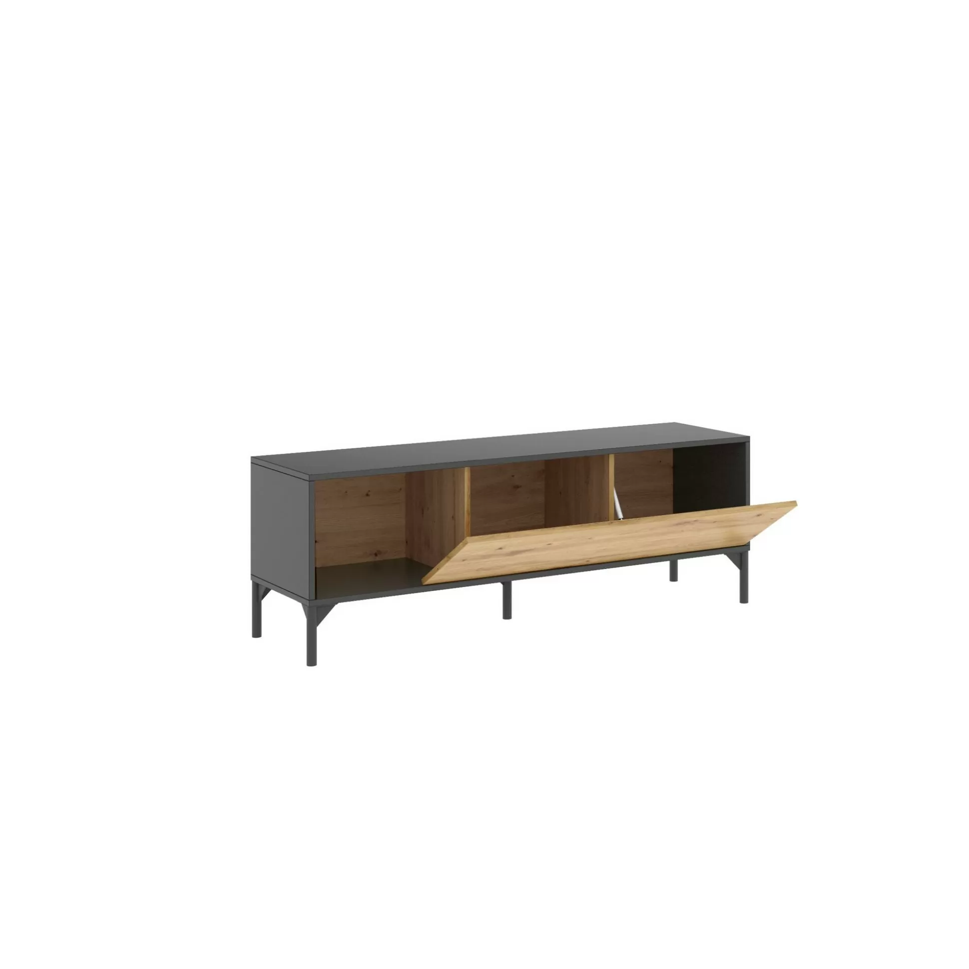 Dmora Mobili Porta Tv<Mobile porta TV Abcd, 132x39h44 cm, Rovere Nodi e Antracite