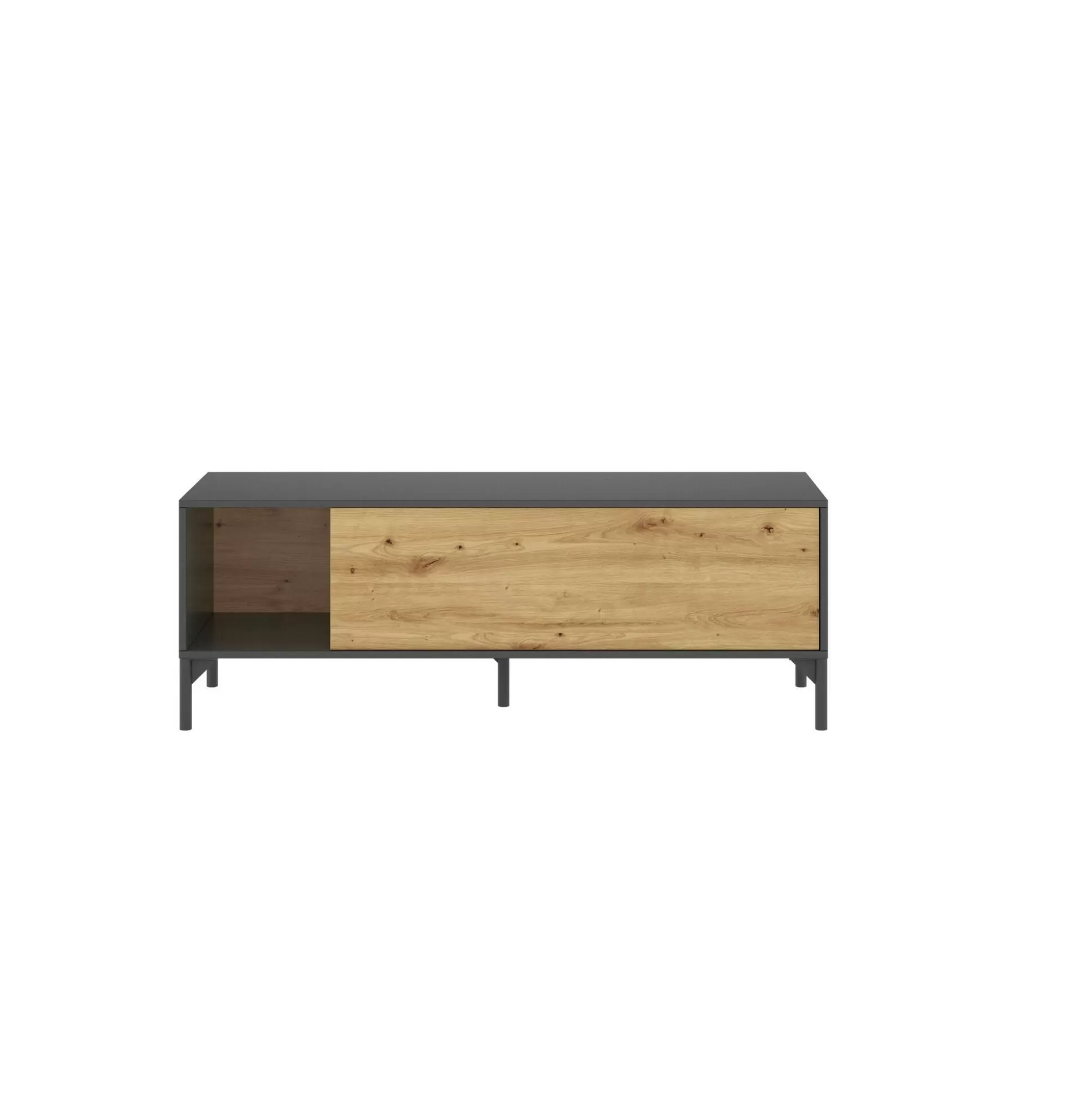 Dmora Mobili Porta Tv<Mobile porta TV Abcd, 132x39h44 cm, Rovere Nodi e Antracite
