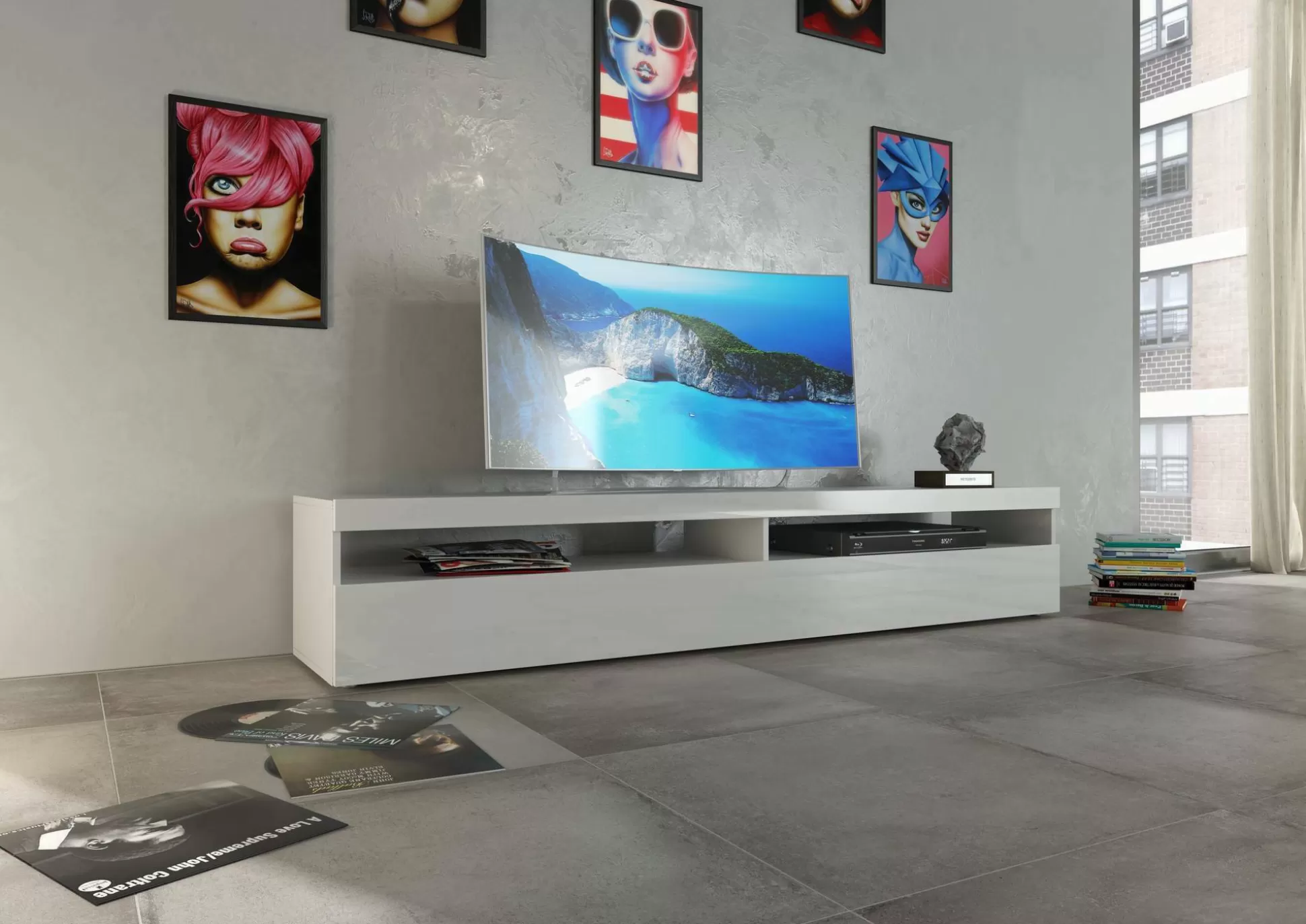 Dmora Mobili Porta Tv<Mobile porta TV Akon, cm 200x45h36,