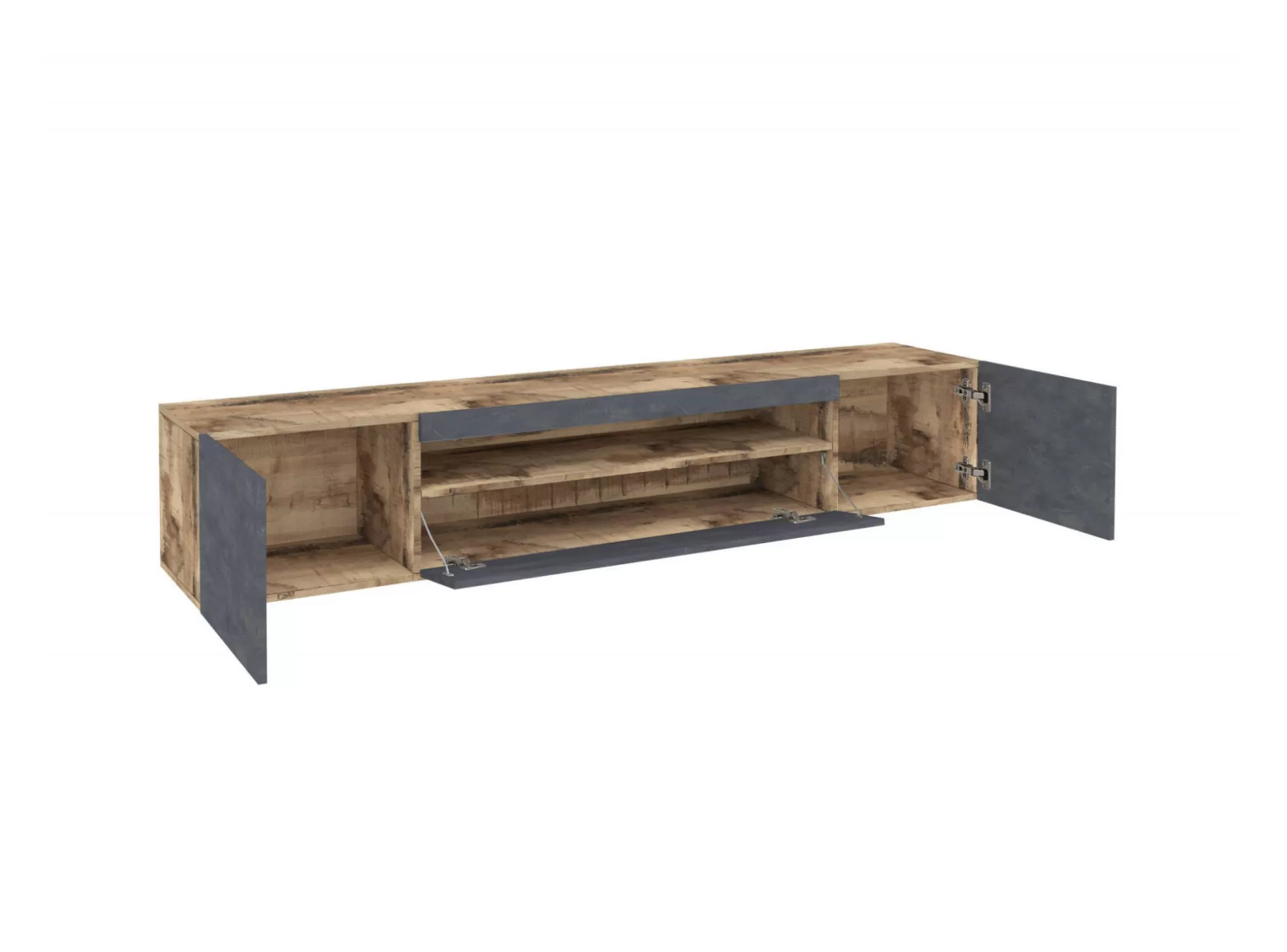 Dmora Mobili Porta Tv<Mobile porta TV Amore, cm 200x40h37, Acero e Ardesia