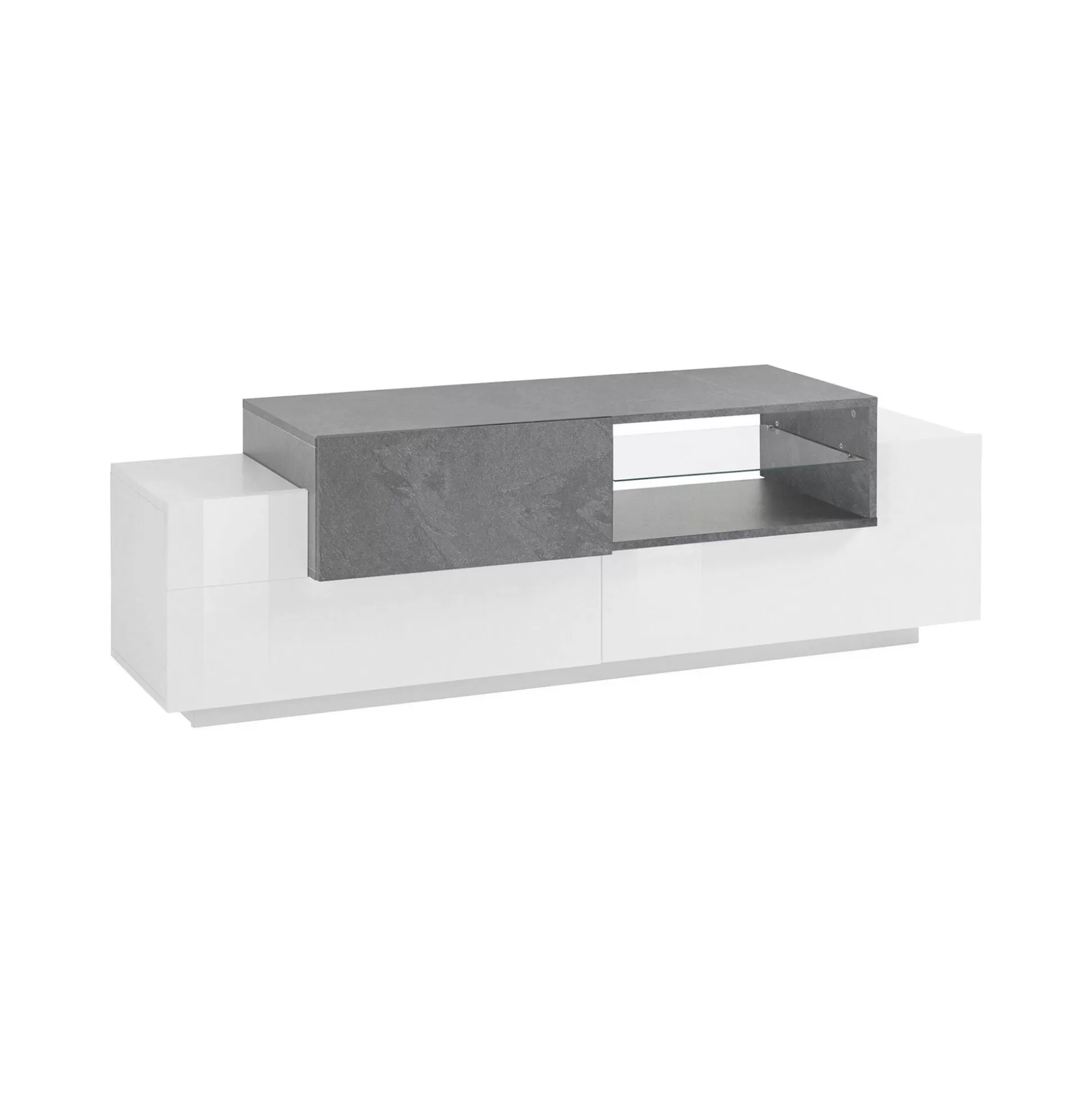 Dmora Mobili Porta Tv<Mobile porta TV Andris, cm 160x45h51, Bianco lucido e Ardesia