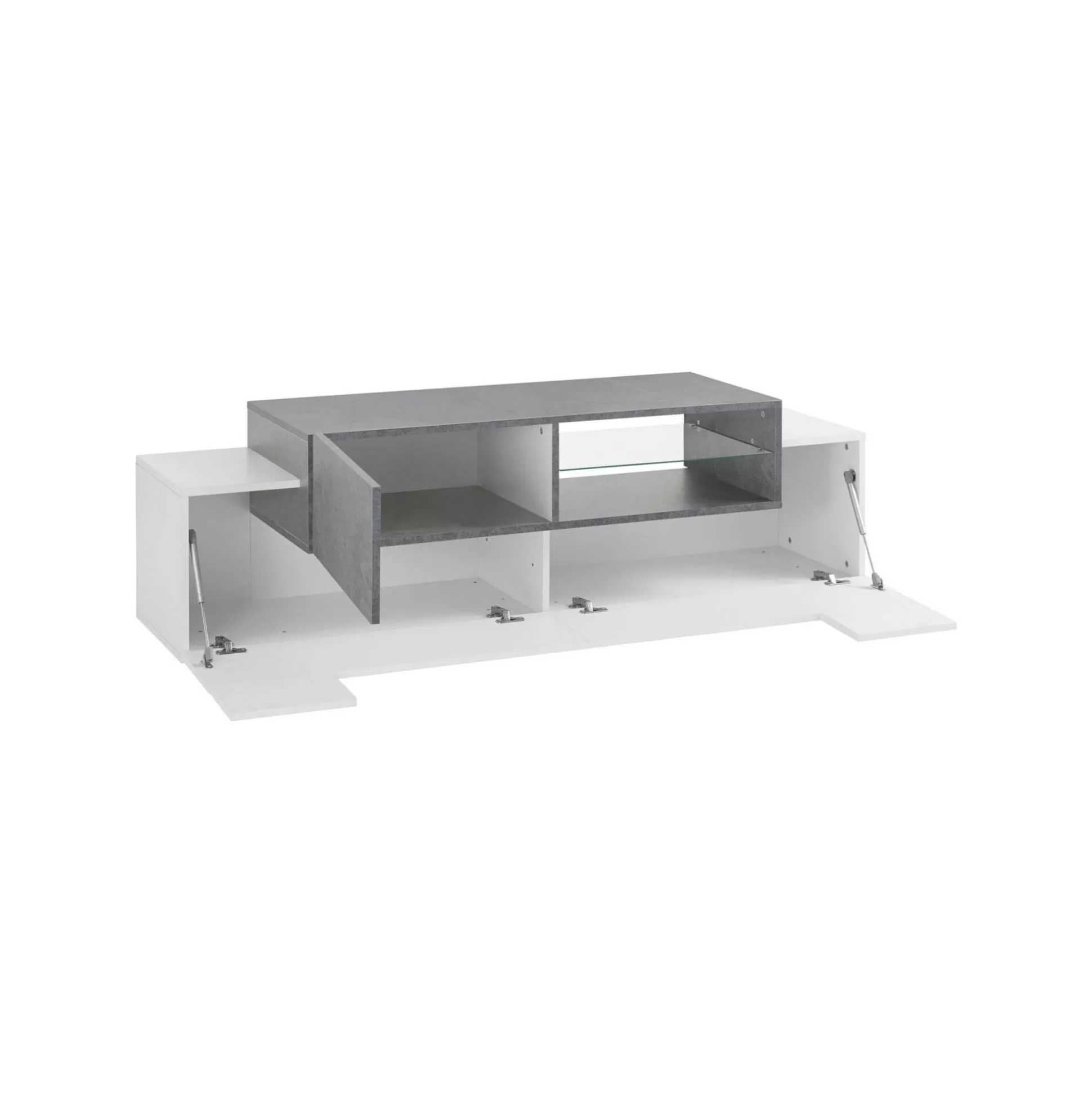 Dmora Mobili Porta Tv<Mobile porta TV Andris, cm 160x45h51, Bianco lucido e Ardesia