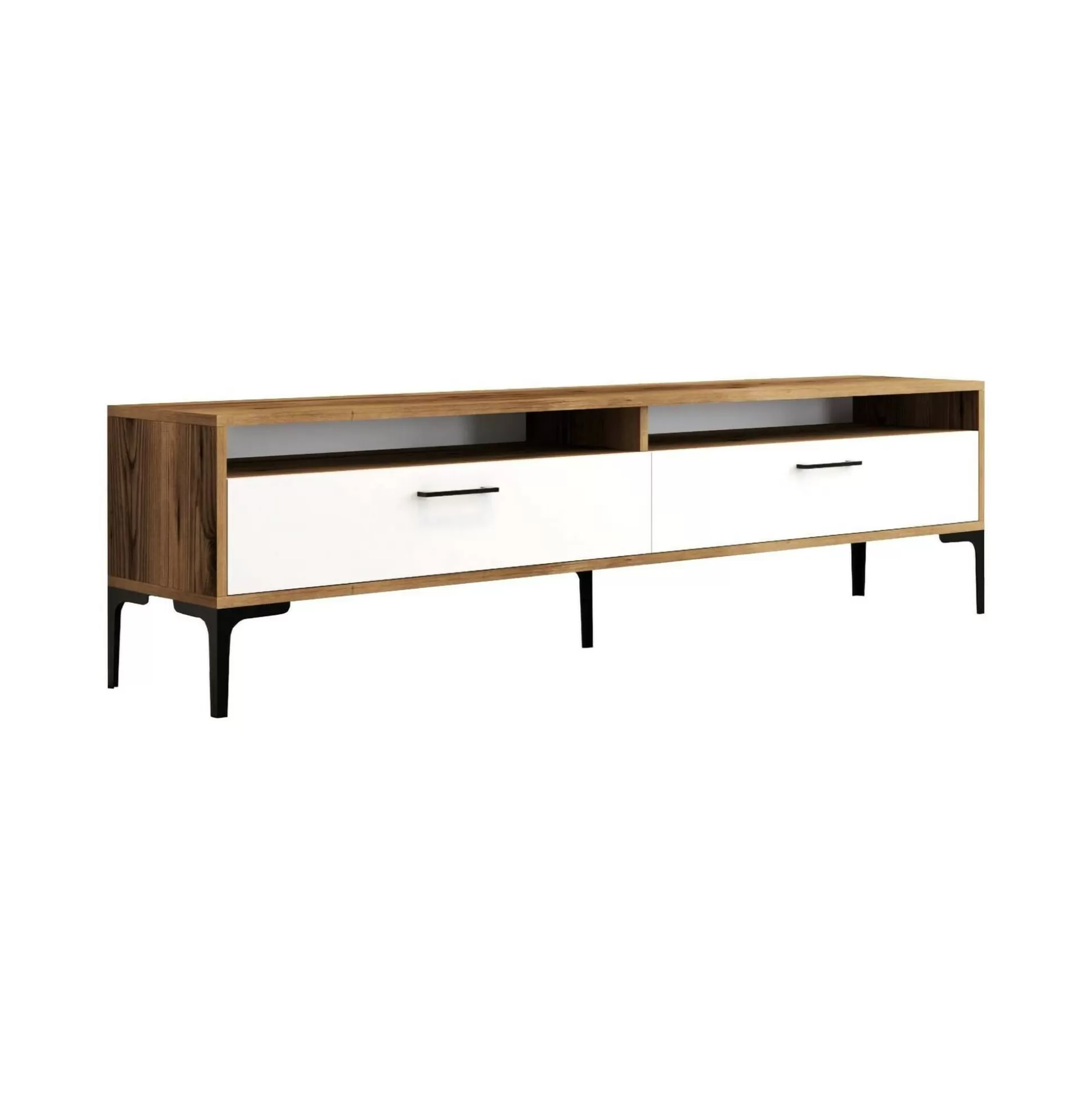 Dmora Mobili Porta Tv<Mobile porta TV Angiari, 47x35h180 cm, Noce e Bianco