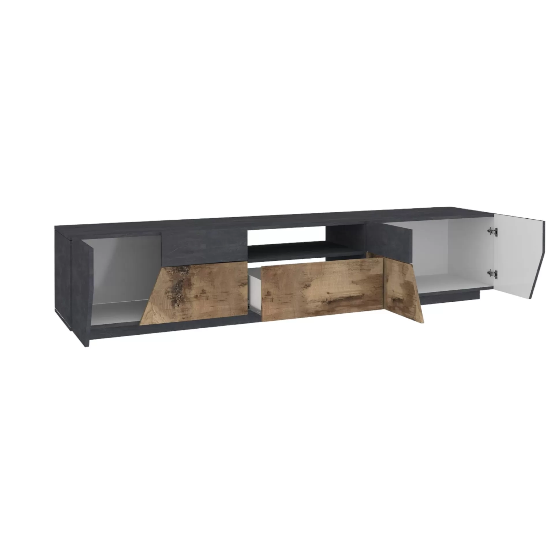 Dmora Mobili Porta Tv<Mobile porta TV Animai, cm 220x43h46, Ardesia e Acero