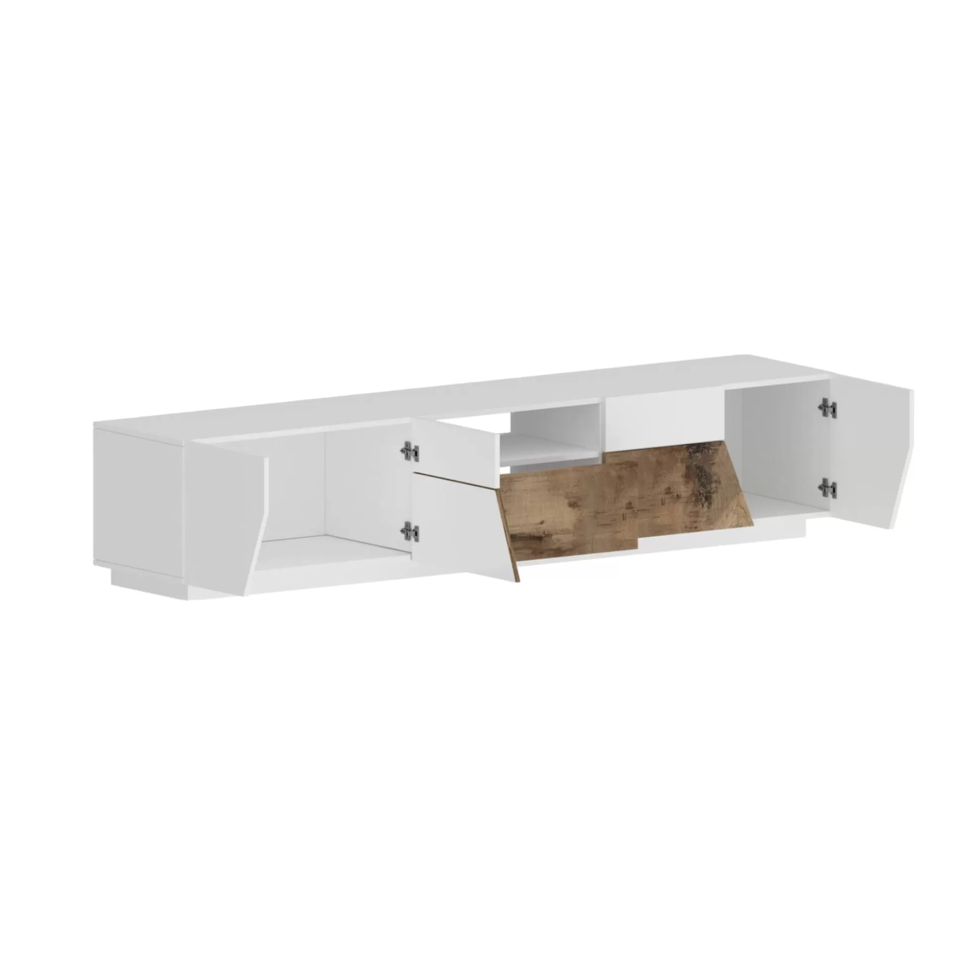 Dmora Mobili Porta Tv<Mobile porta TV Animai, cm 220x43h46, Bianco lucido e Acero