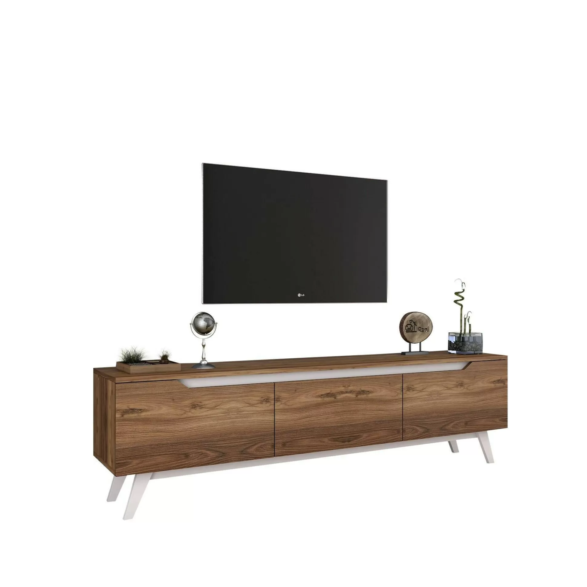 Dmora Mobili Porta Tv<Mobile porta TV Apatite, 180x35h49 cm, Noce e Bianco